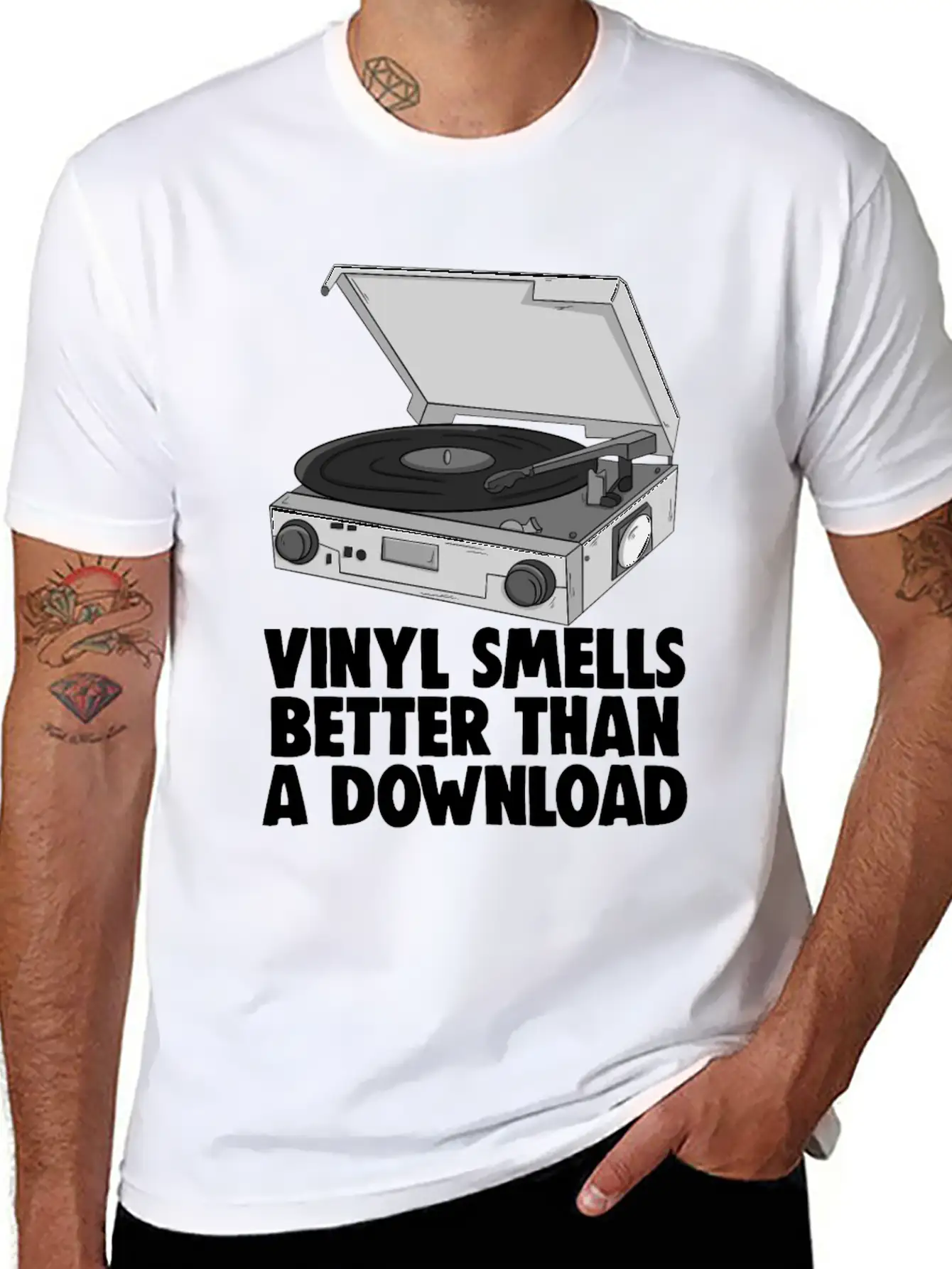 Vinyl Smells Better Than A Download Breathable Graphic T-Shirt – Perfect For Casual Days