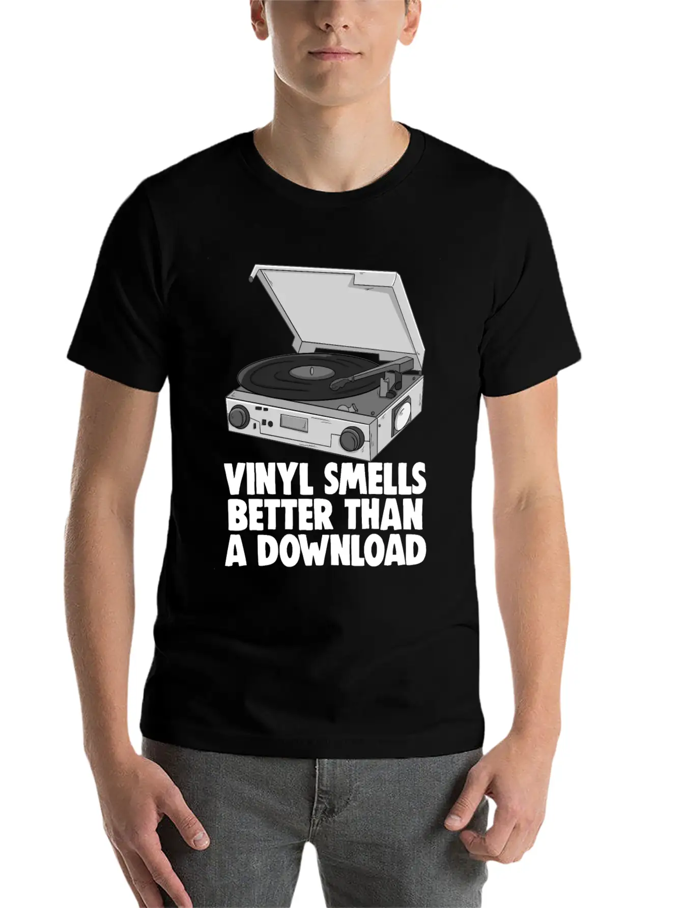 Vinyl Smells Better Than A Download Breathable Graphic T-Shirt – Perfect For Casual Days