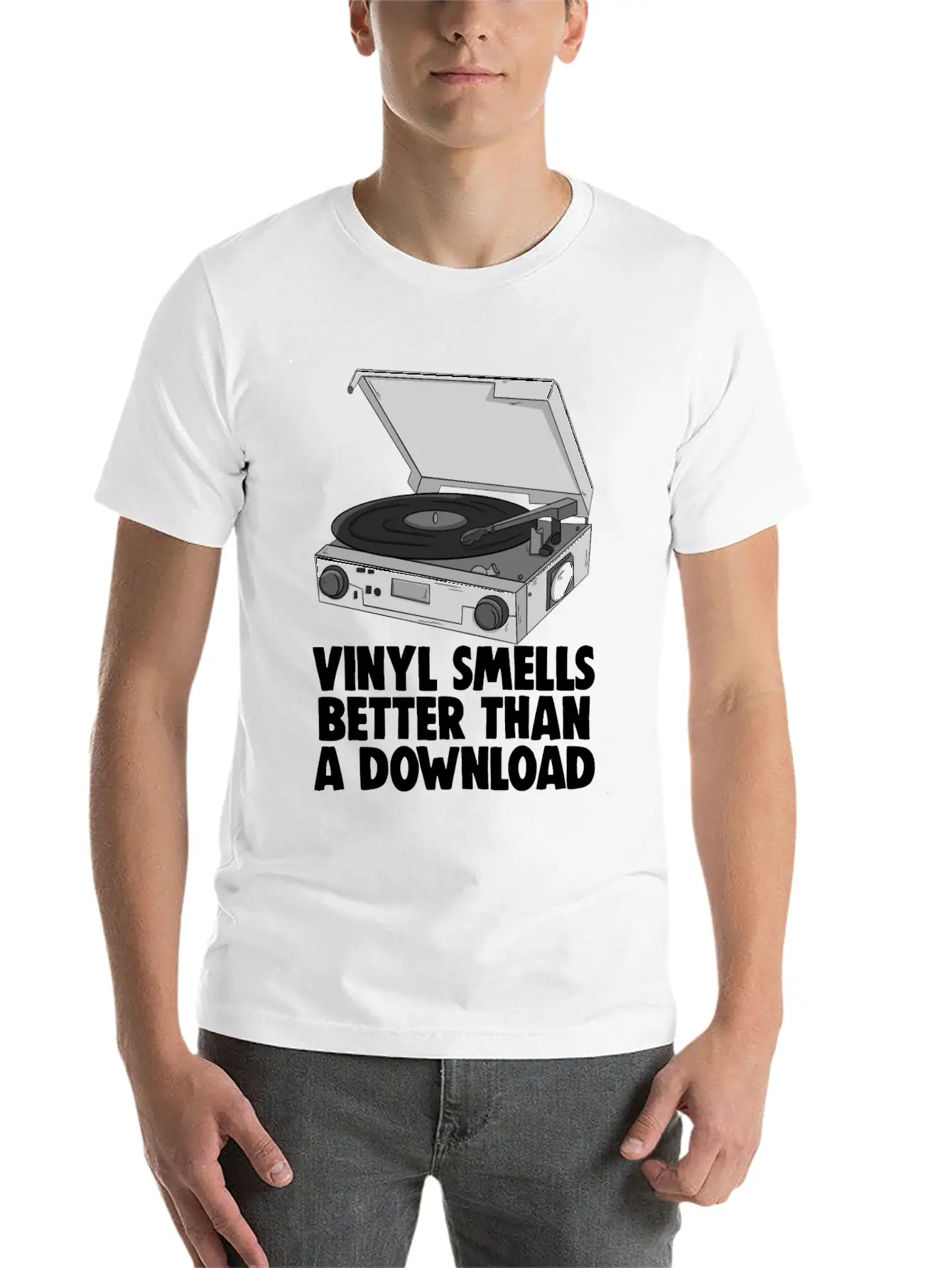 Vinyl Smells Better Than A Download Breathable Graphic T-Shirt – Perfect For Casual Days