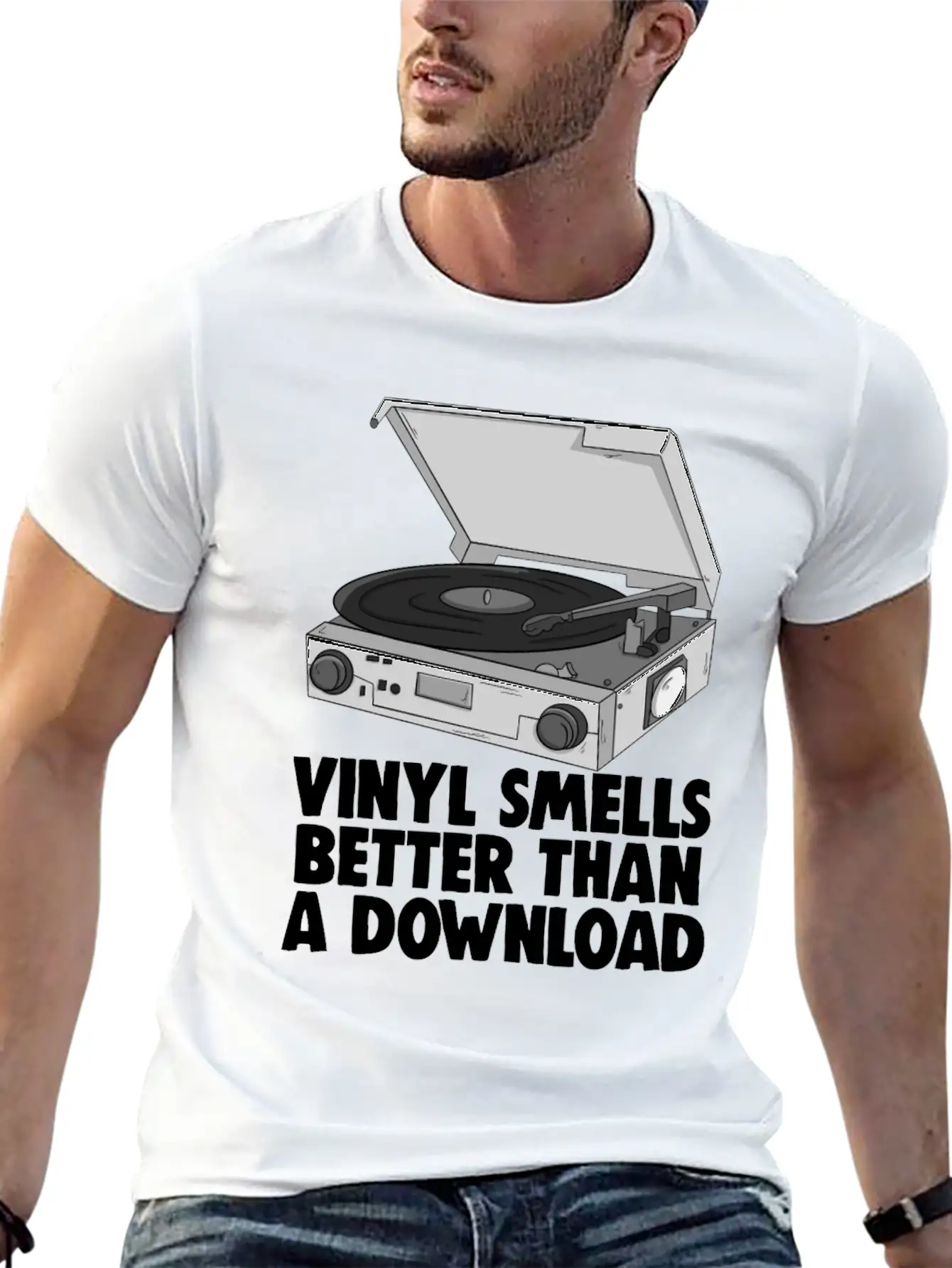 Vinyl Smells Better Than A Download Breathable Graphic T-Shirt – Perfect For Casual Days