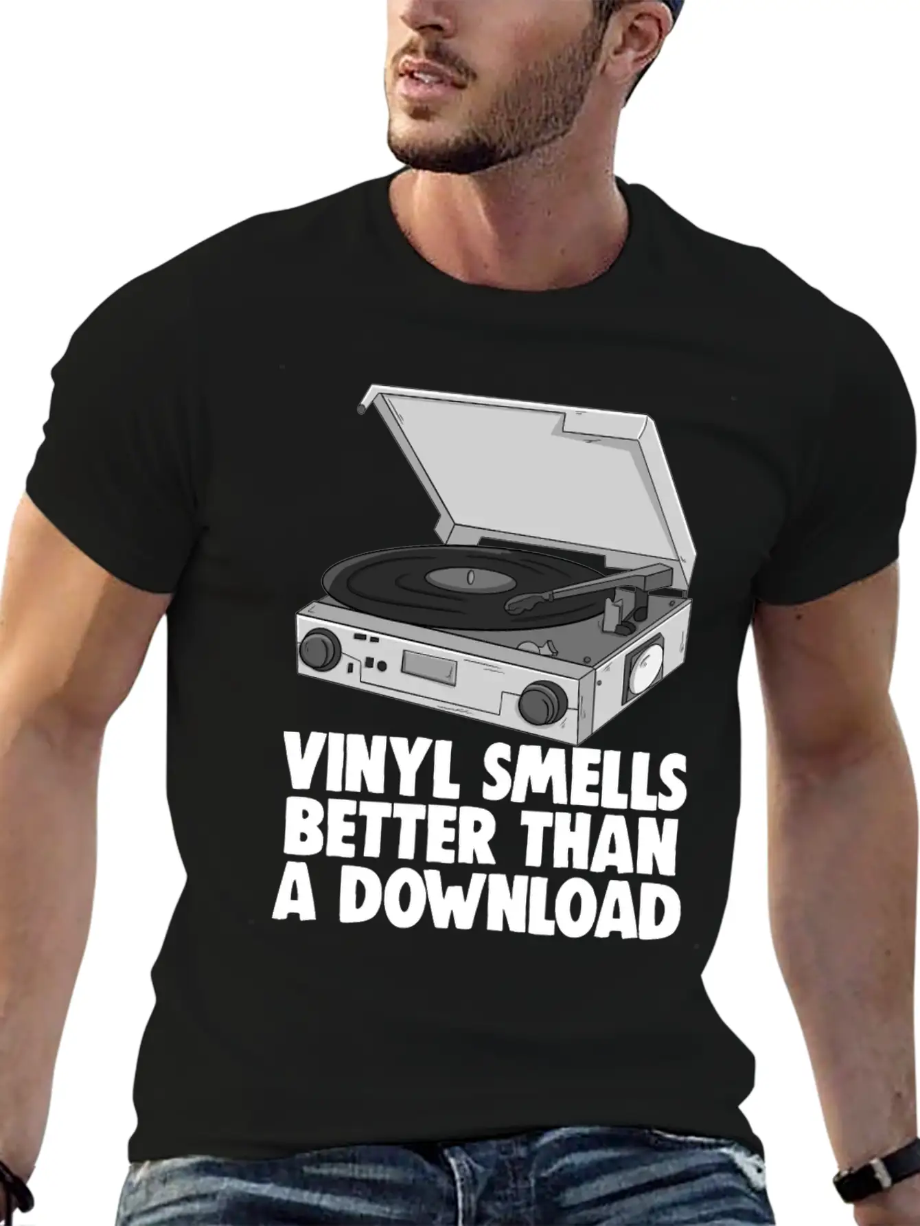 Vinyl Smells Better Than A Download Breathable Graphic T-Shirt – Perfect For Casual Days