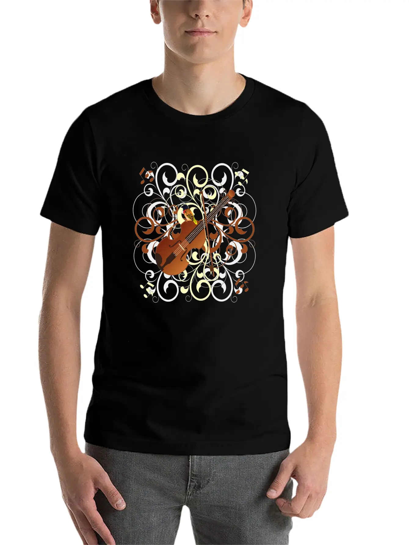 Violin Creamsicle Simple Everyday Graphic Tee – Lightweight Summer Wear