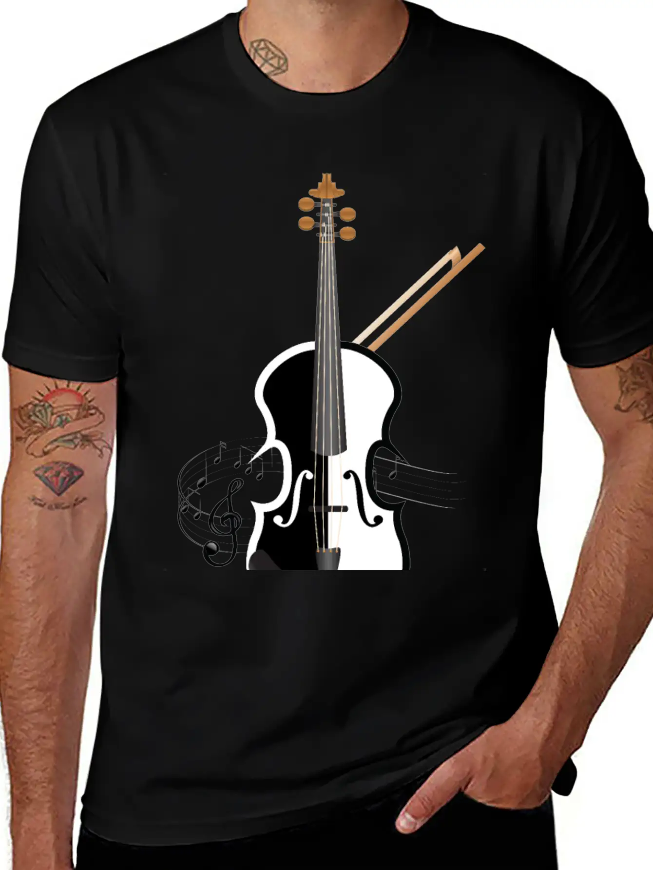 Violin Music Classical Stylish Everyday T-Shirt – Unisex Basic Cotton Tee