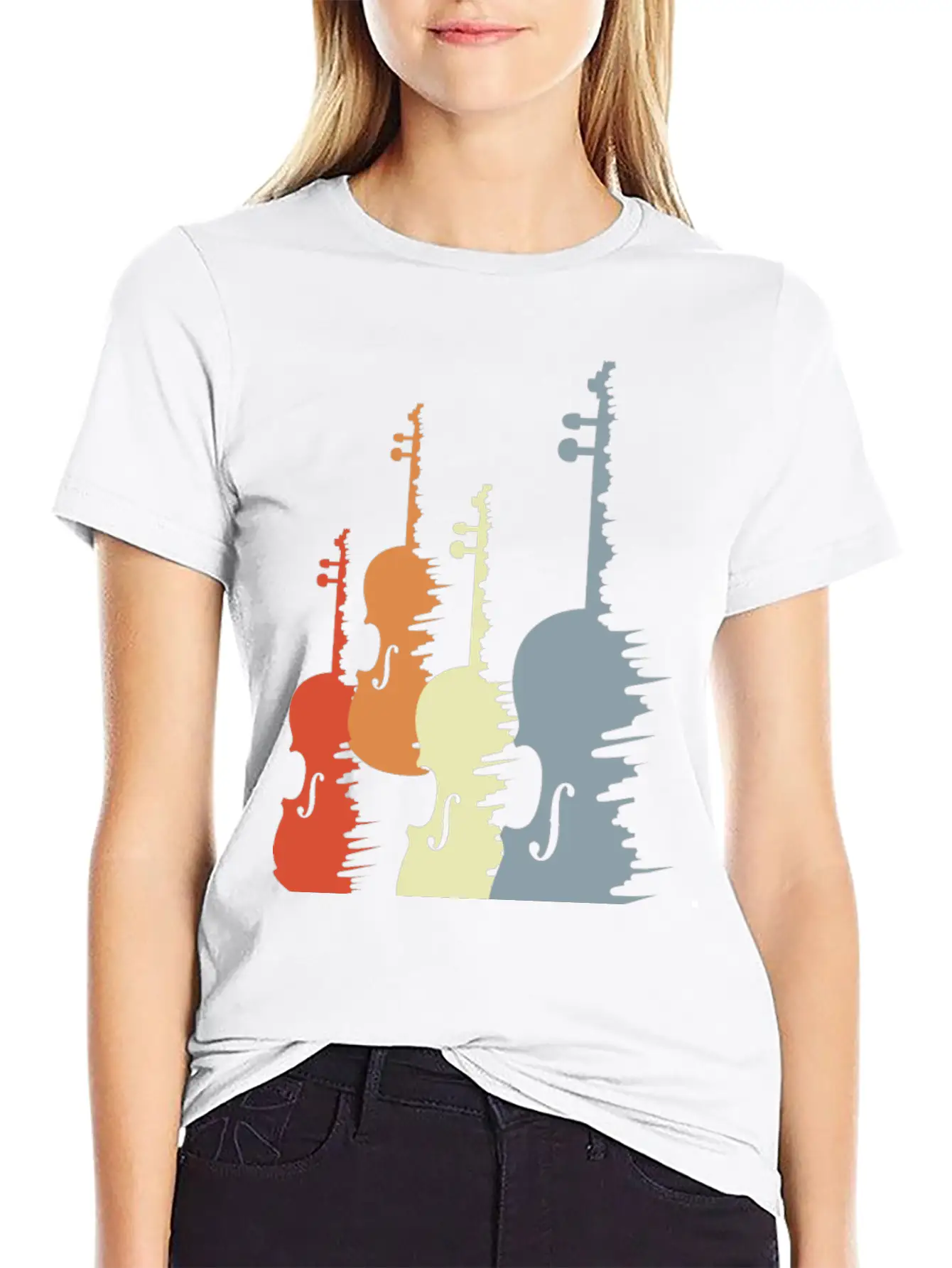 Violins Sketch Stylish Everyday T-Shirt – Unisex Basic Cotton Tee