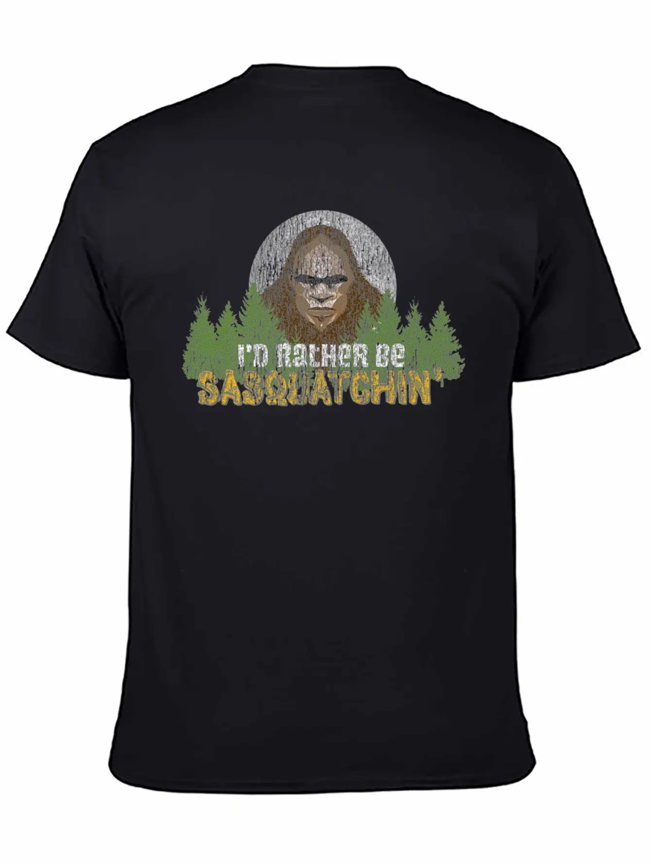 Visit Camp Sasquatch Camping Moon Bigfoot Basic Graphic T-Shirt – Daily Comfort In Soft Cotton