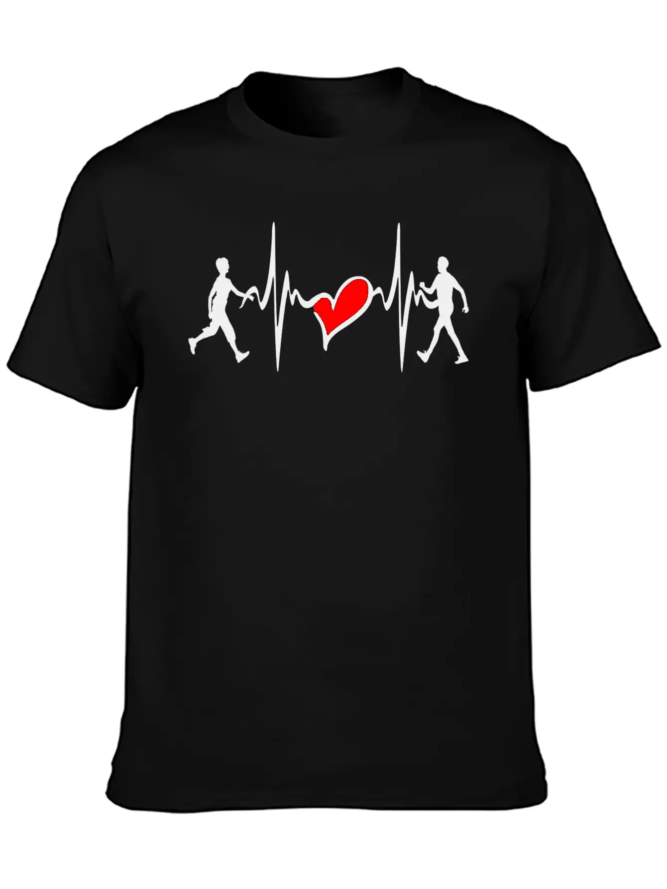 Walkers Walk Towards Each Other Heart Basic Graphic T-Shirt – Daily Comfort In Soft Cotton