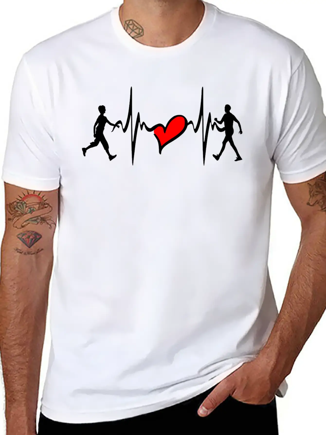 Walkers Walk Towards Each Other Heart Basic Graphic T-Shirt – Daily Comfort In Soft Cotton