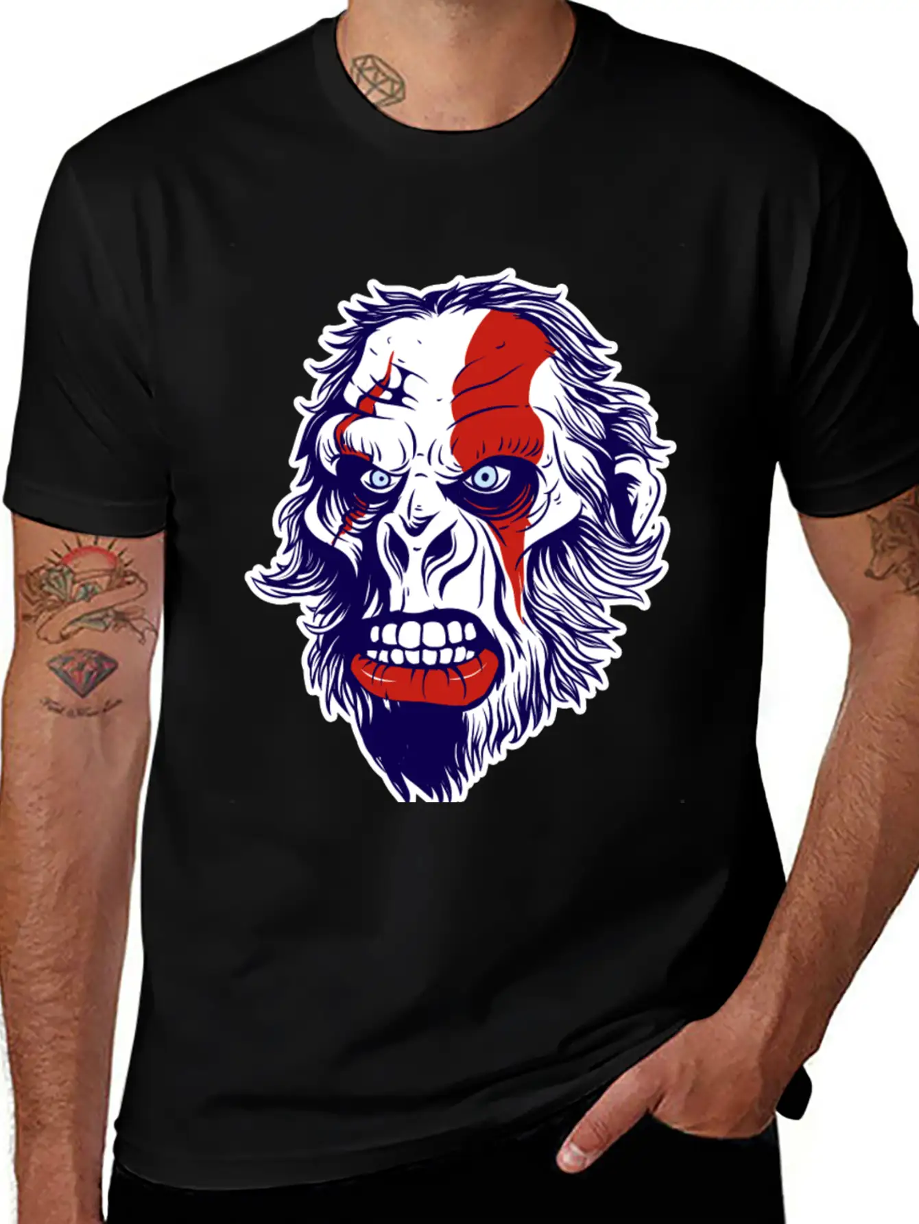 Warrior Gorilla Ape Face Basic Graphic T-Shirt – Daily Comfort In Soft Cotton