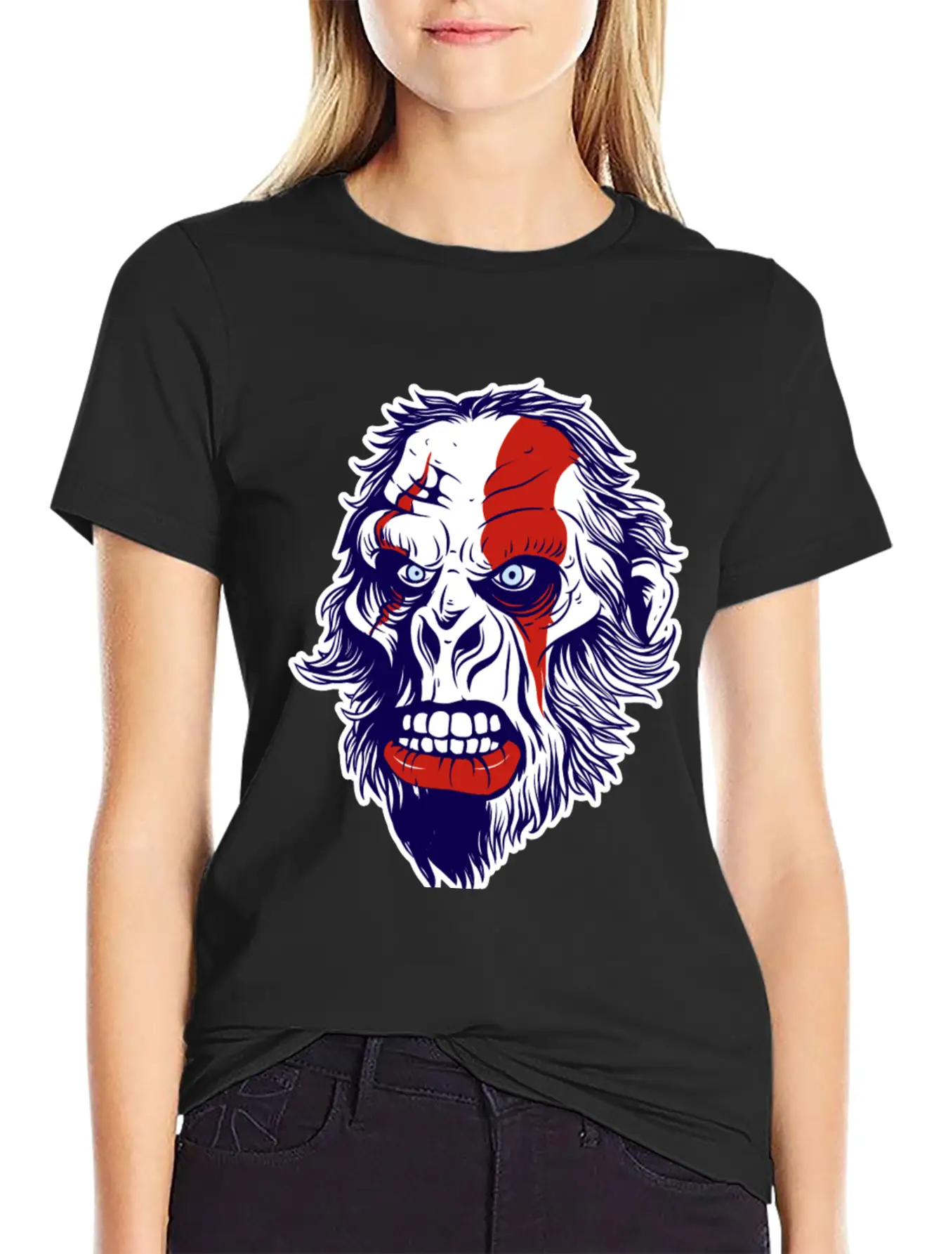 Warrior Gorilla Ape Face Basic Graphic T-Shirt – Daily Comfort In Soft Cotton
