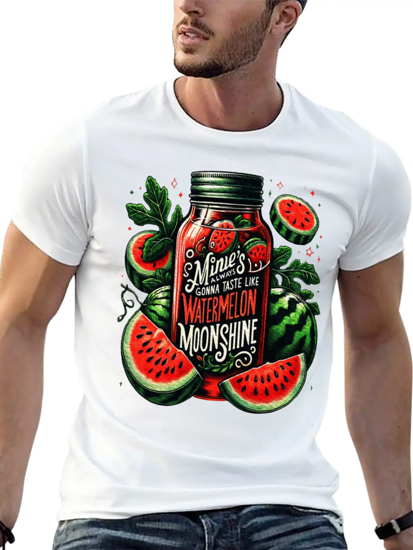 Watermelon Moonshine Country Music Essential Cotton Tee For Daily Outfits – Unisex Style