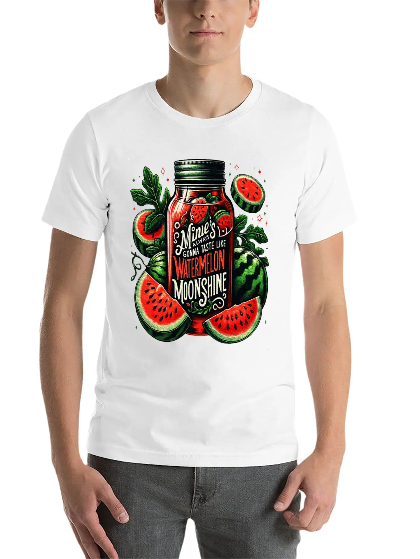 Watermelon Moonshine Country Music Essential Cotton Tee For Daily Outfits – Unisex Style