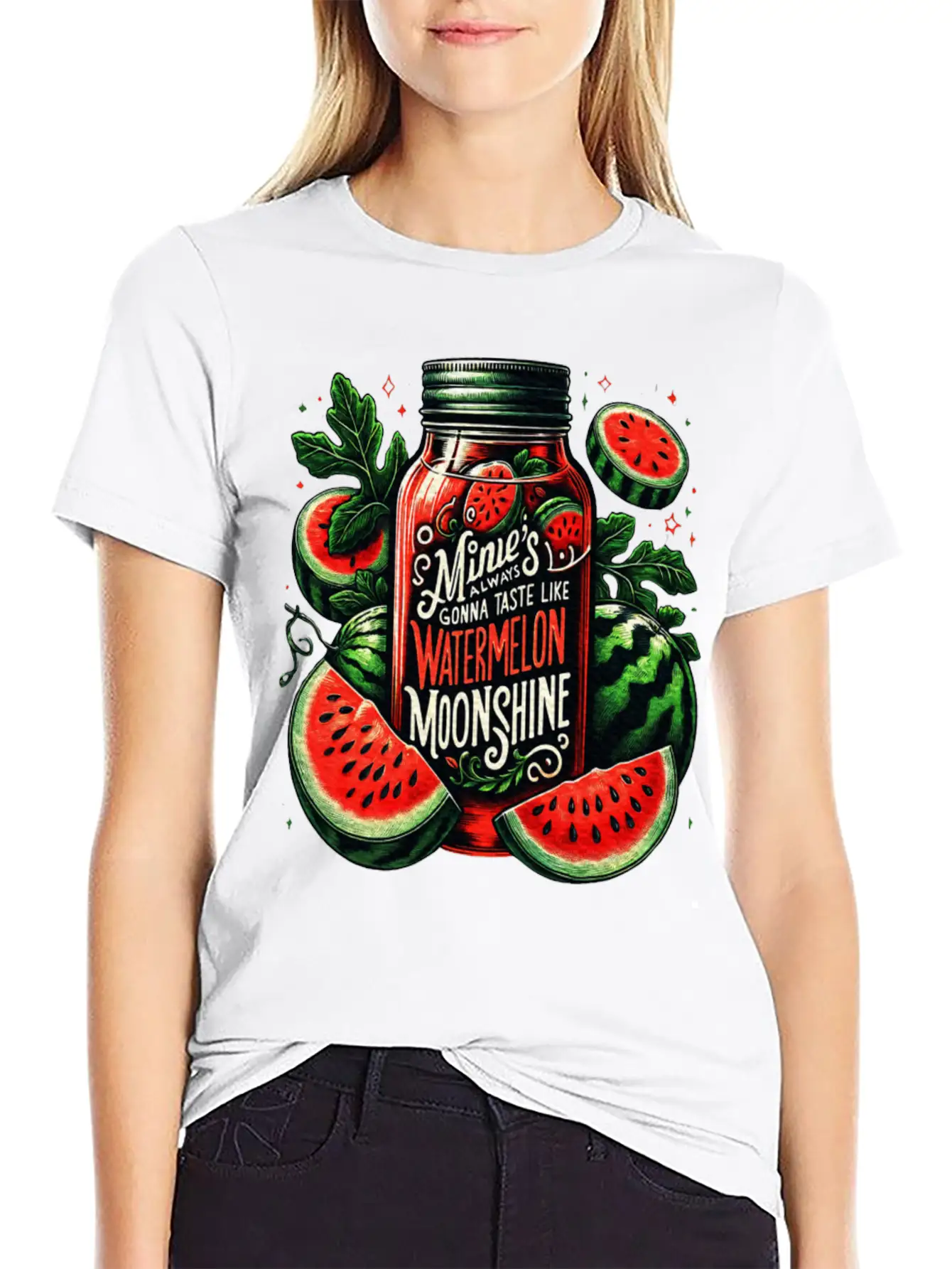 Watermelon Moonshine Country Music Essential Cotton Tee For Daily Outfits – Unisex Style