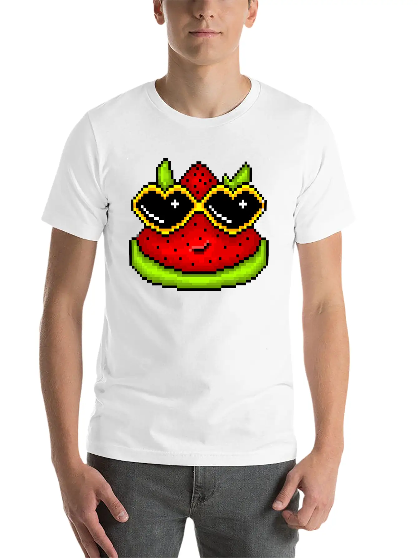 Watermelon Sticker Stylish Everyday T-Shirt – Unisex Basic Cotton Tee