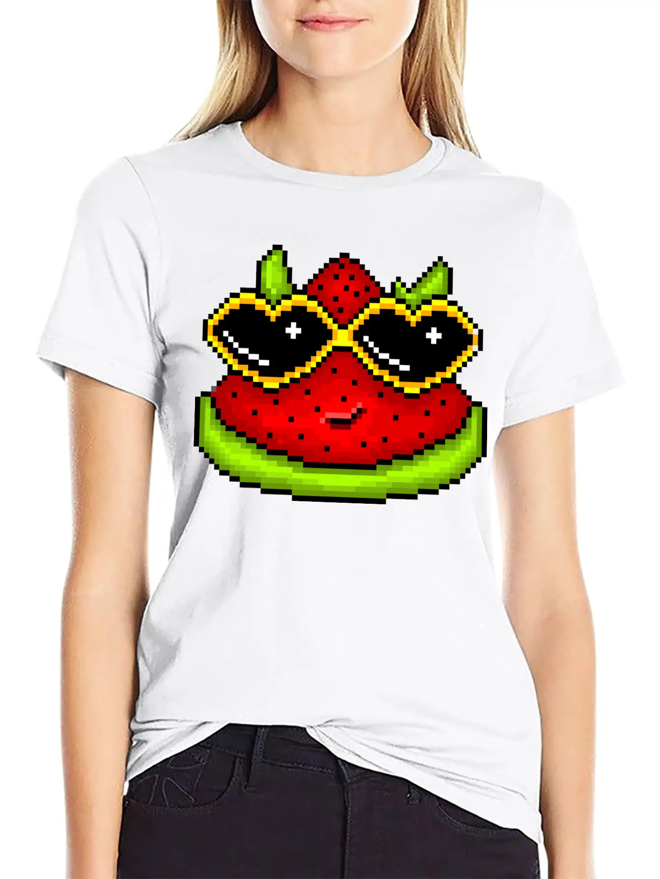 Watermelon Sticker Stylish Everyday T-Shirt – Unisex Basic Cotton Tee
