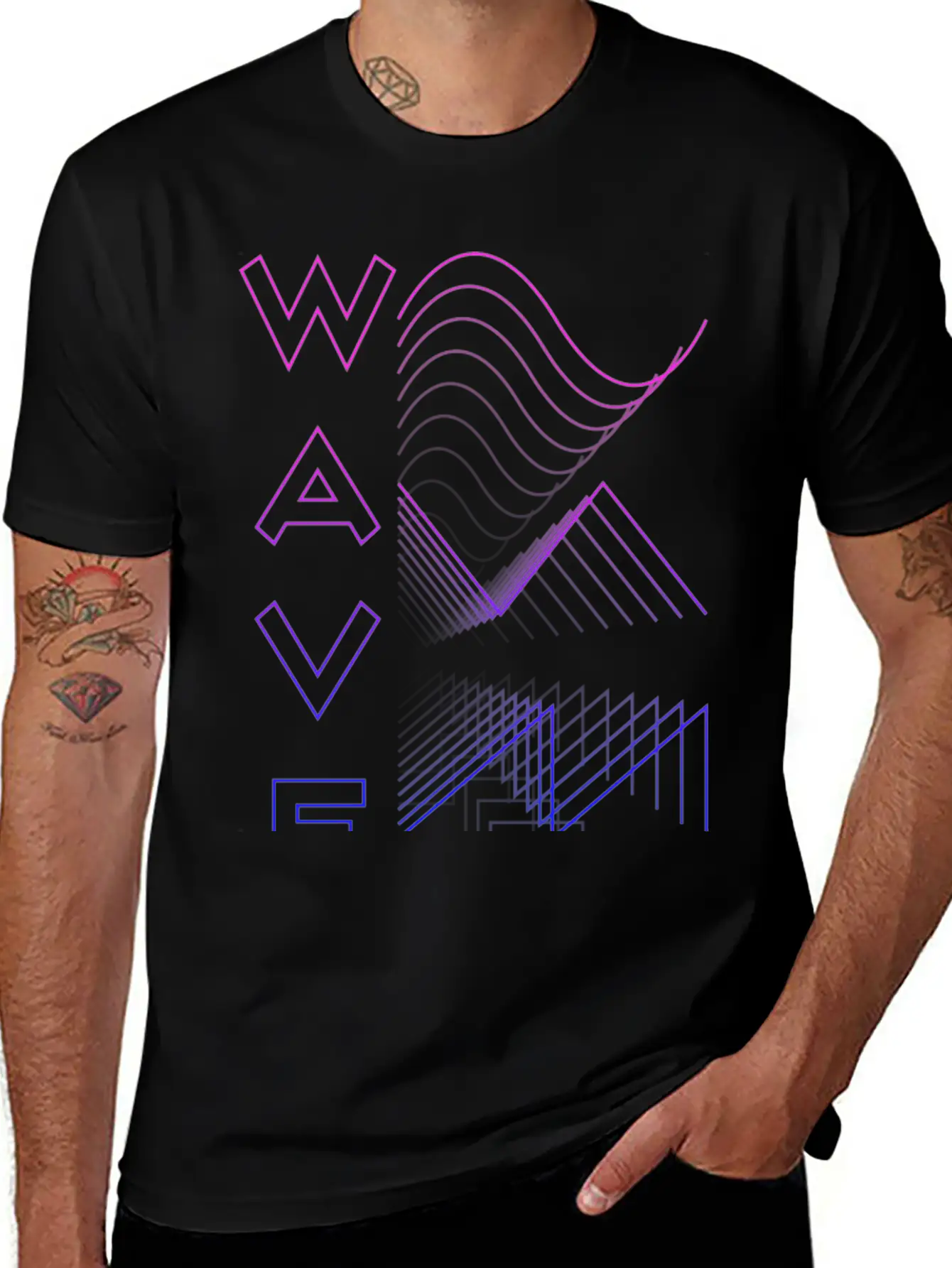 Waves Waveform Audio Analog Design Modular Gift Lightweight Cotton T-Shirt – Daily Comfort Graphic Shirt