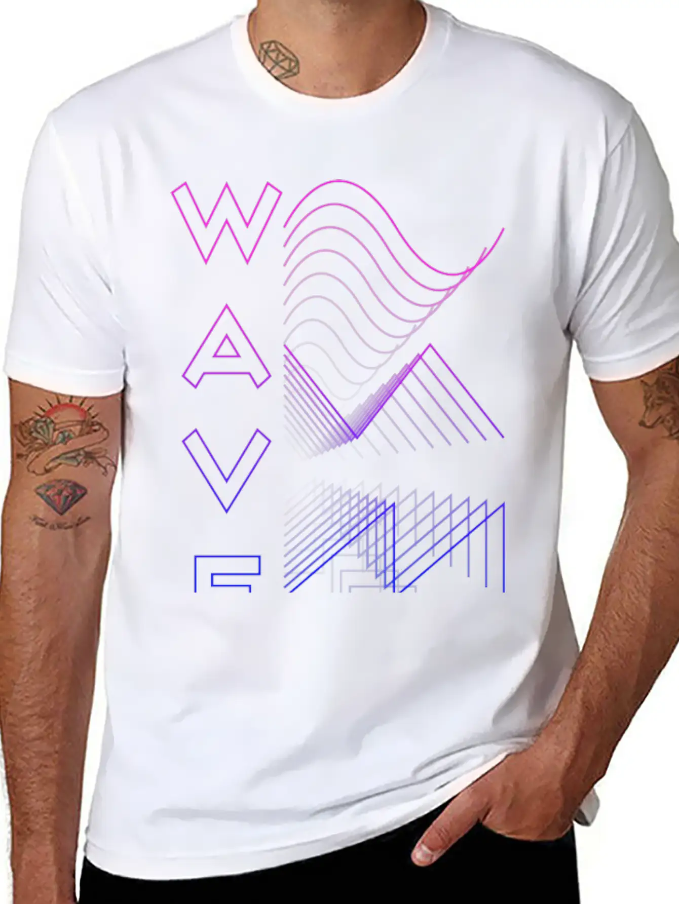 Waves Waveform Audio Analog Design Modular Gift Lightweight Cotton T-Shirt – Daily Comfort Graphic Shirt