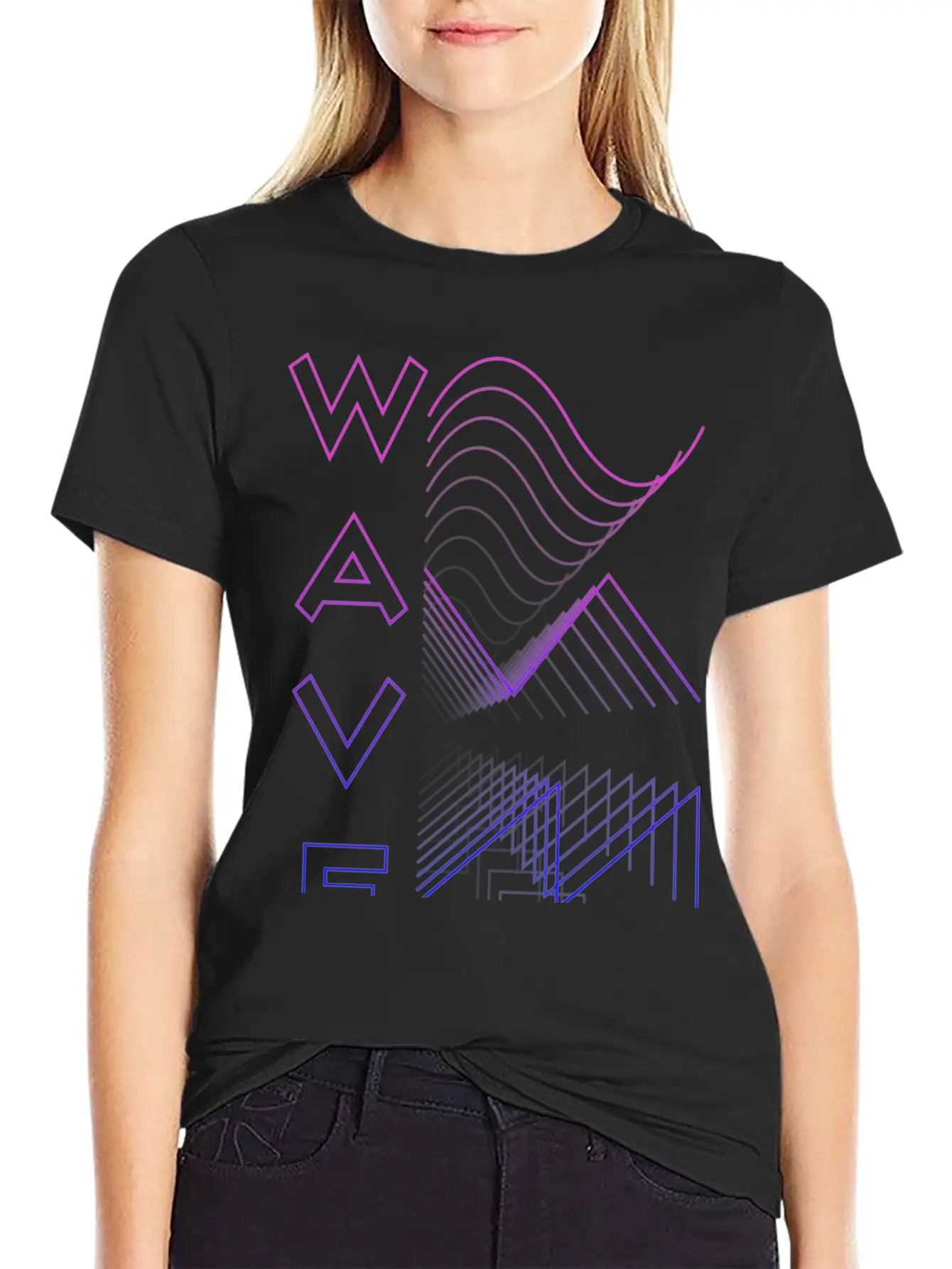Waves Waveform Audio Analog Design Modular Gift Lightweight Cotton T-Shirt – Daily Comfort Graphic Shirt