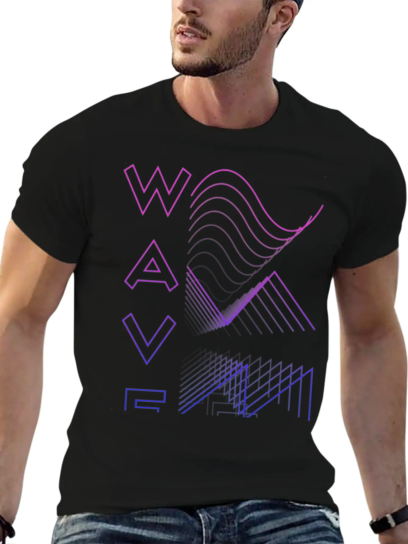 Waves Waveform Audio Analog Design Modular Gift Lightweight Cotton T-Shirt – Daily Comfort Graphic Shirt