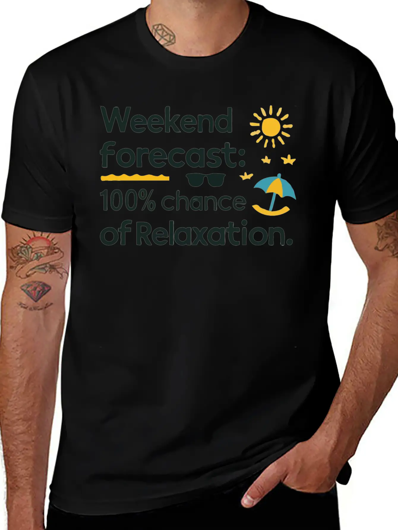 Weekend Forecast: 100% Chance Of Relaxation Basic Graphic T-Shirt – Daily Comfort In Soft Cotton
