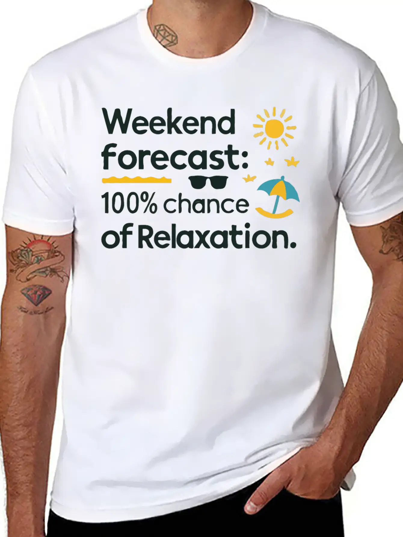 Weekend Forecast: 100% Chance Of Relaxation Basic Graphic T-Shirt – Daily Comfort In Soft Cotton