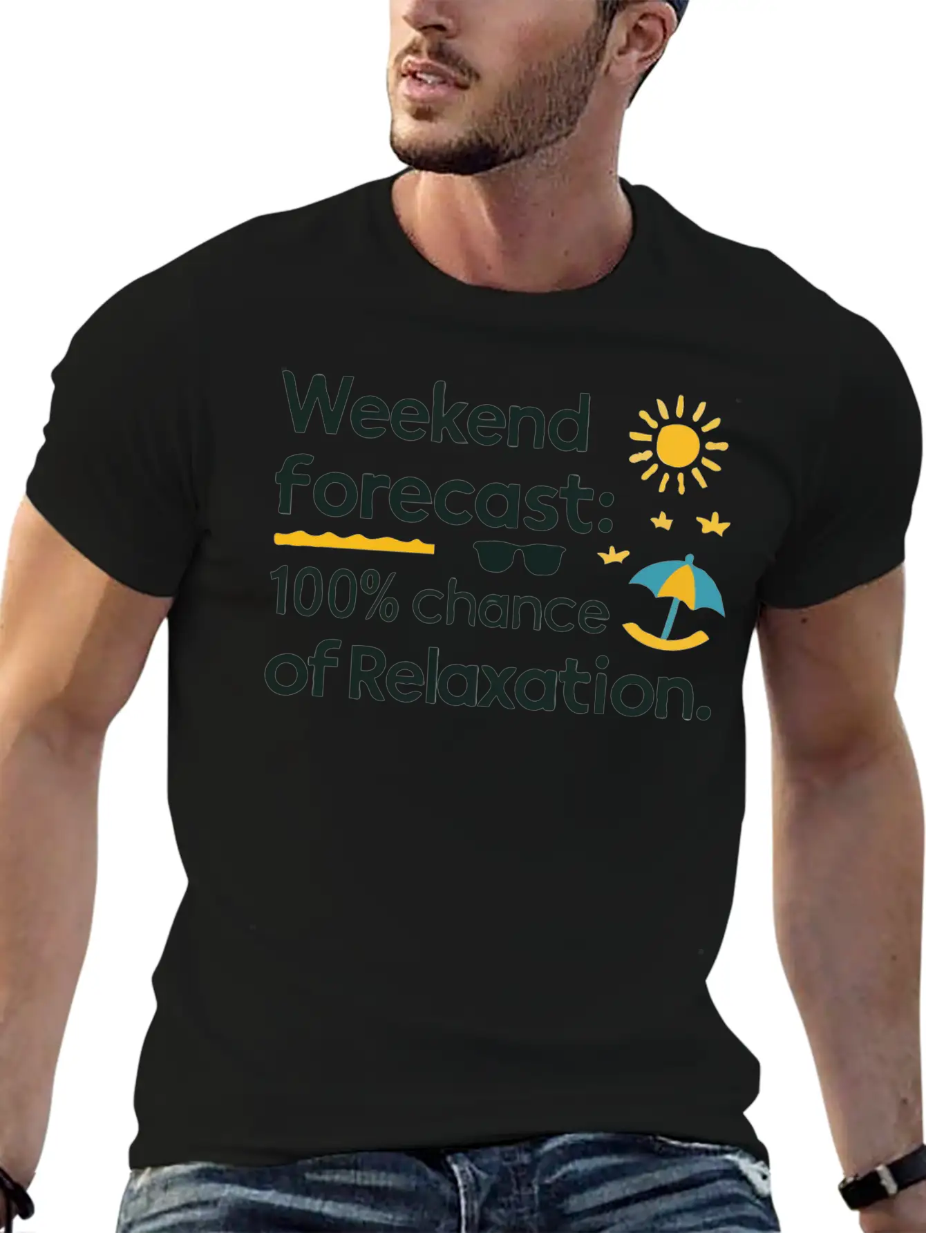 Weekend Forecast: 100% Chance Of Relaxation Basic Graphic T-Shirt – Daily Comfort In Soft Cotton