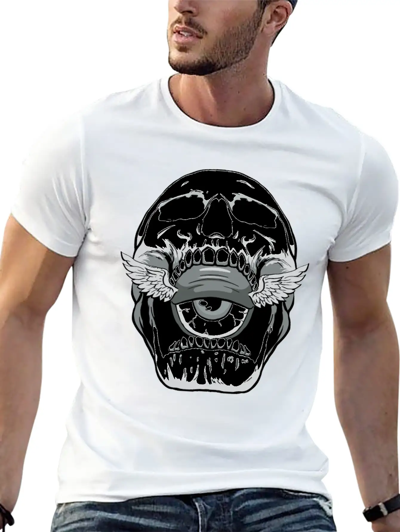 Weirdcore Aesthetic Skull Eyeball Stylish Everyday T-Shirt – Unisex Basic Cotton Tee