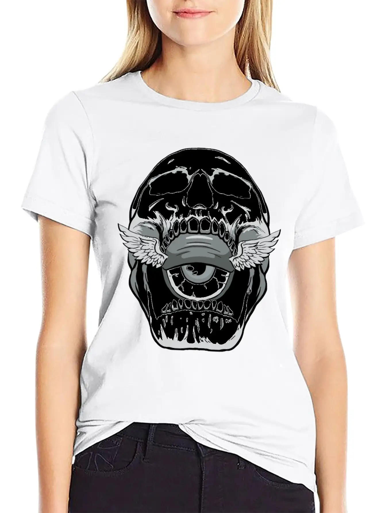 Weirdcore Aesthetic Skull Eyeball Stylish Everyday T-Shirt – Unisex Basic Cotton Tee