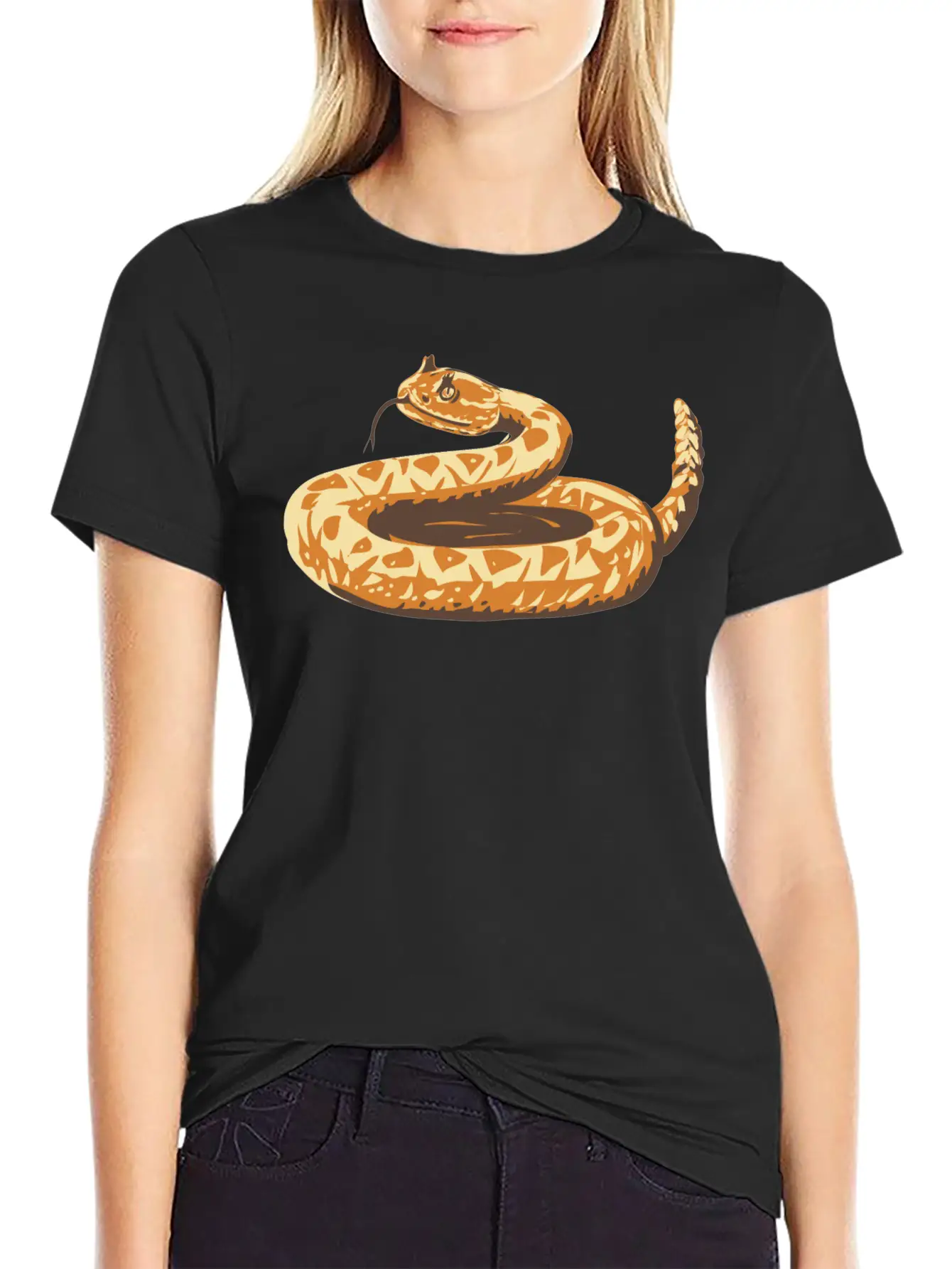 Western Diamondback Rattlesnake Curled Up WPA Art Basic Graphic T-Shirt – Daily Comfort In Soft Cotton