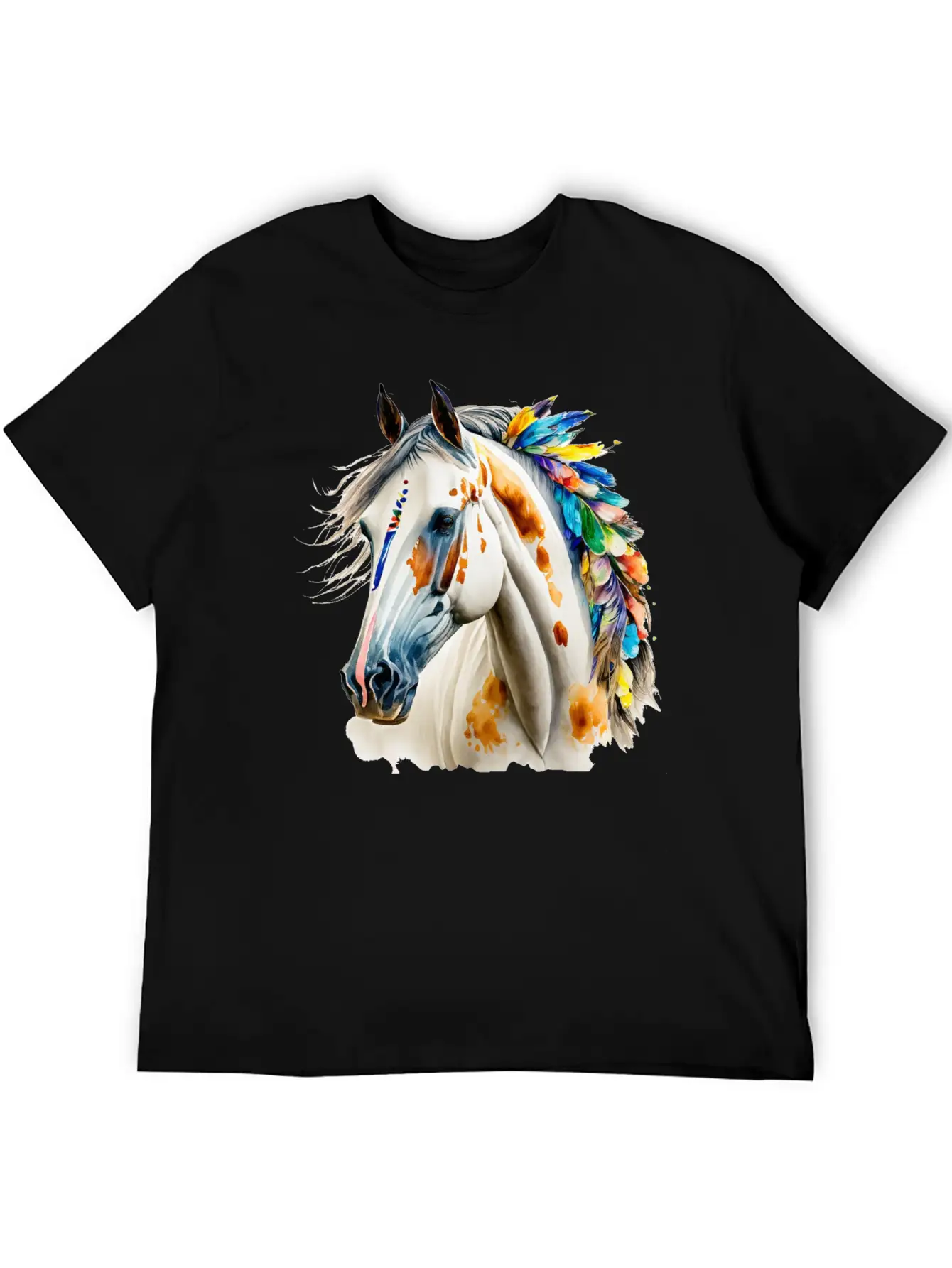 White Native Horse Basic Graphic T-Shirt – Daily Comfort In Soft Cotton