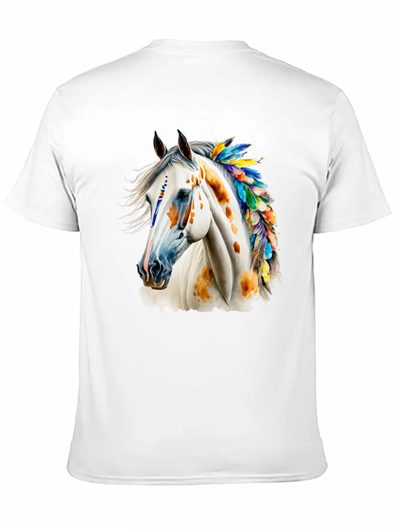 White Native Horse Basic Graphic T-Shirt – Daily Comfort In Soft Cotton