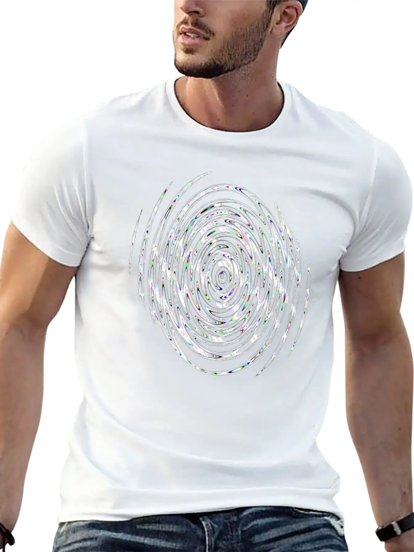 White Neon Vertebra Lightweight Cotton T-Shirt – Daily Comfort Graphic Shirt