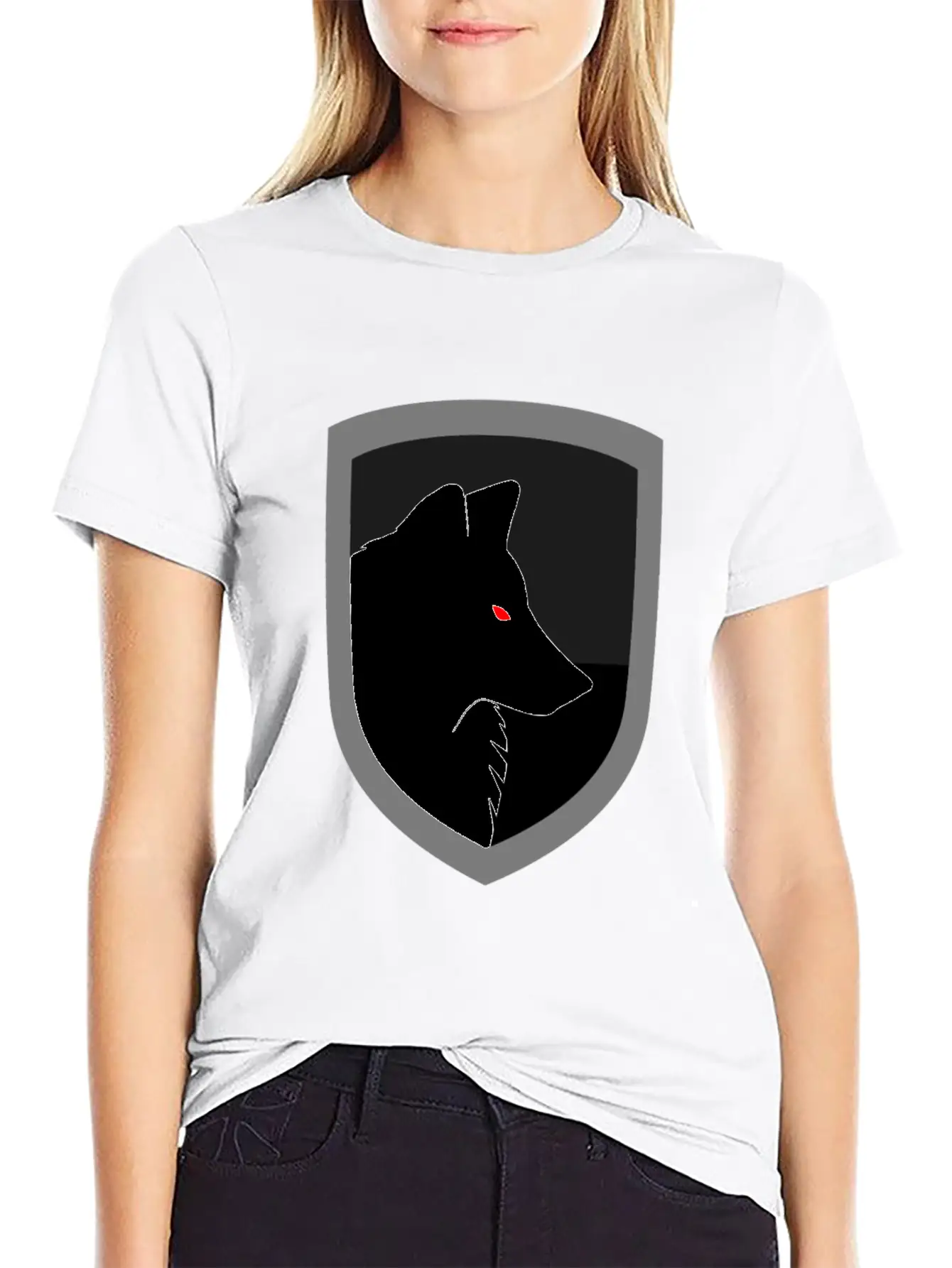 White Wolf Emblem Rimmed Classic Cotton Tee – Unisex Comfort For Any Season