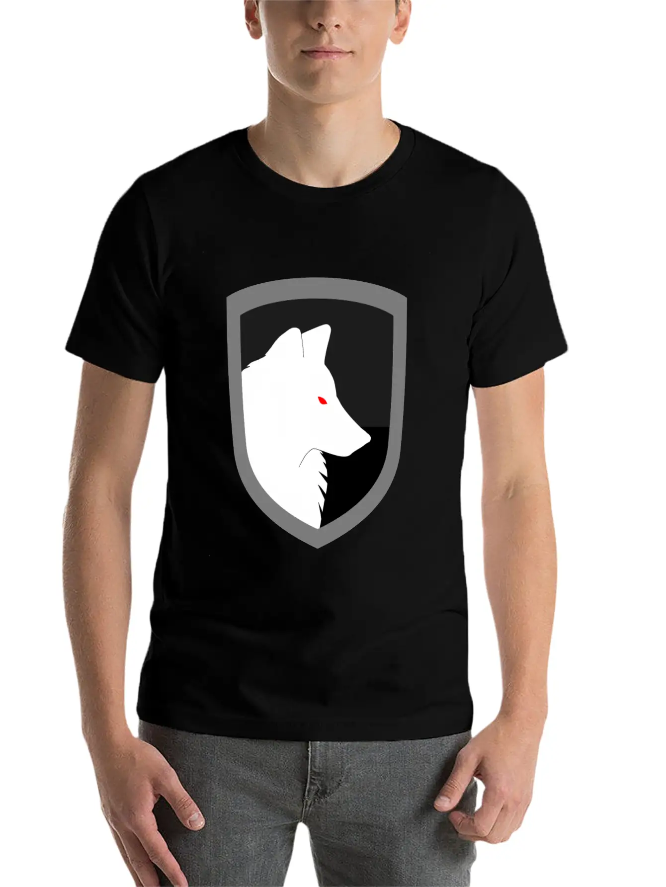 White Wolf Emblem Rimmed Classic Cotton Tee – Unisex Comfort For Any Season
