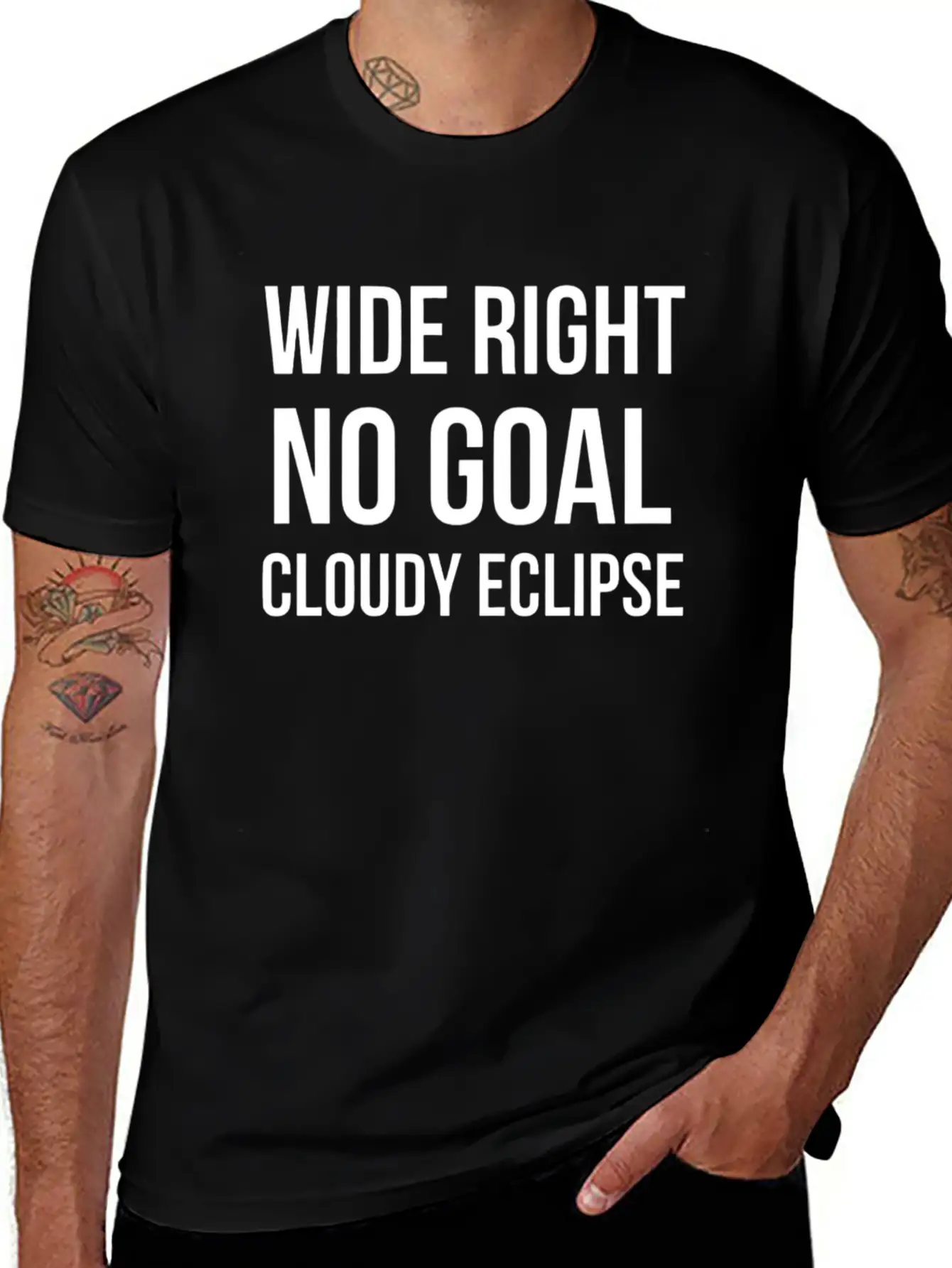 Wide Right No Goal Cloudy Eclipse White Relaxed Everyday Tee – Lightweight And Durable Cotton