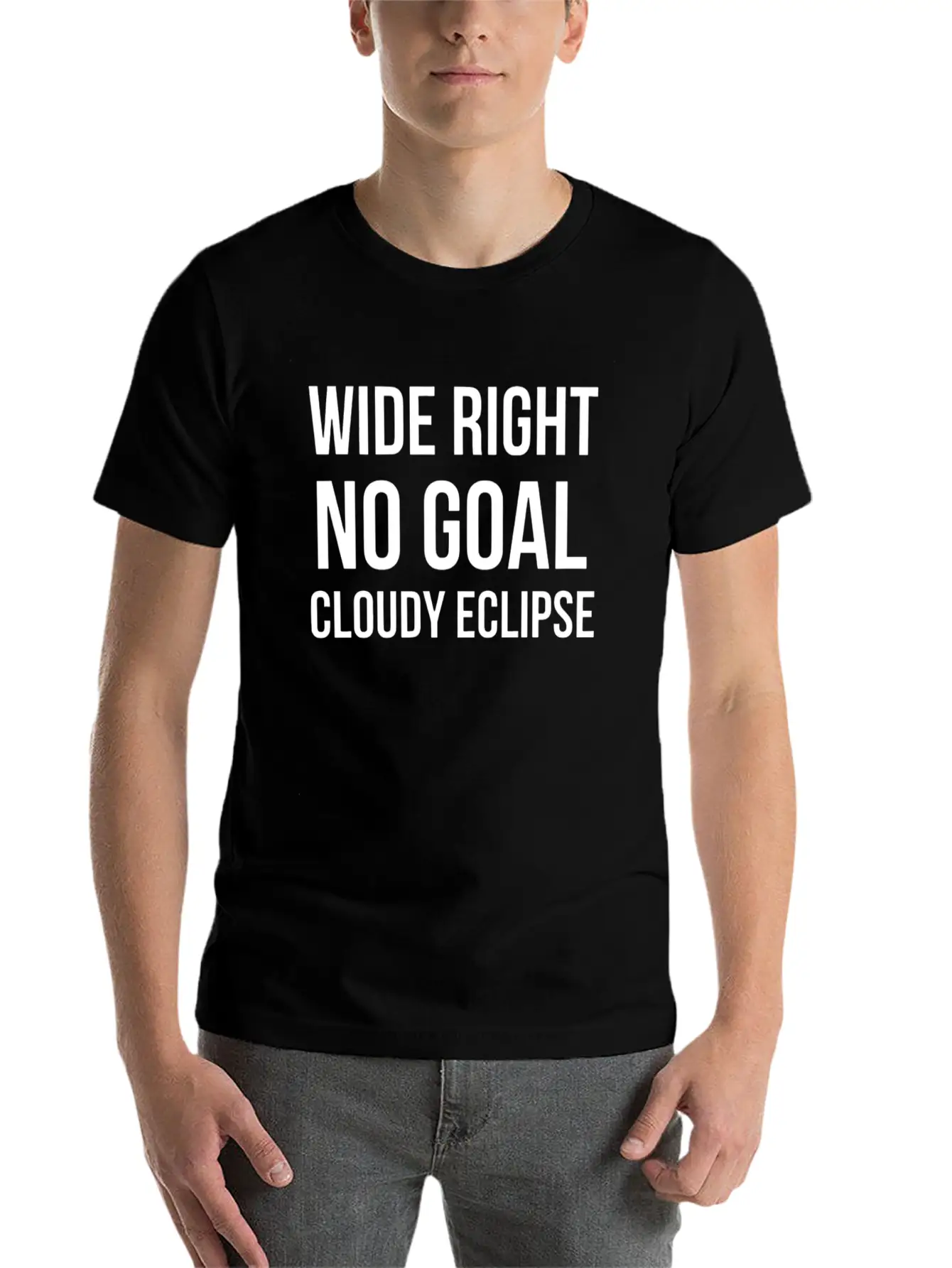 Wide Right No Goal Cloudy Eclipse White Relaxed Everyday Tee – Lightweight And Durable Cotton