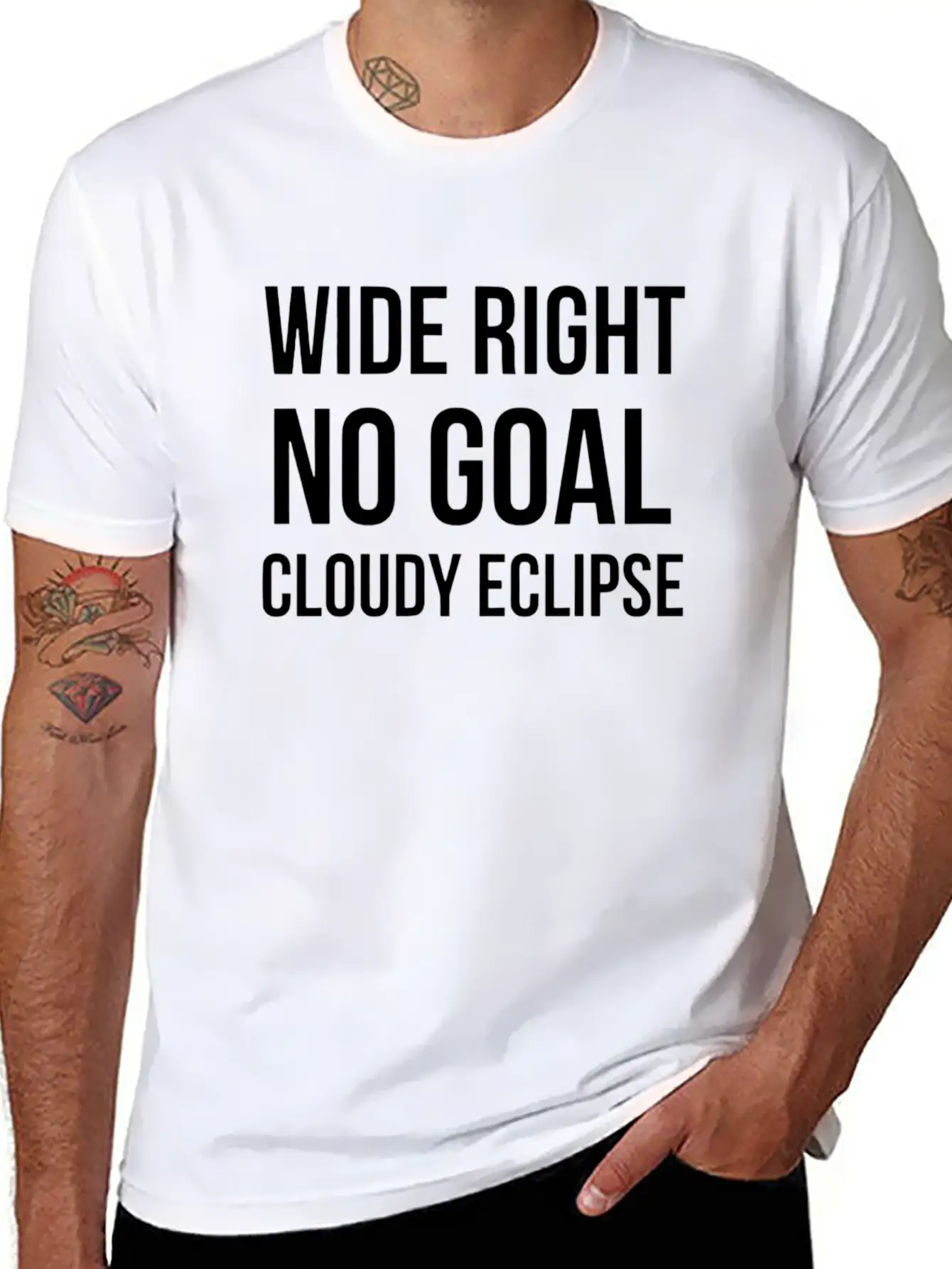 Wide Right No Goal Cloudy Eclipse White Relaxed Everyday Tee – Lightweight And Durable Cotton