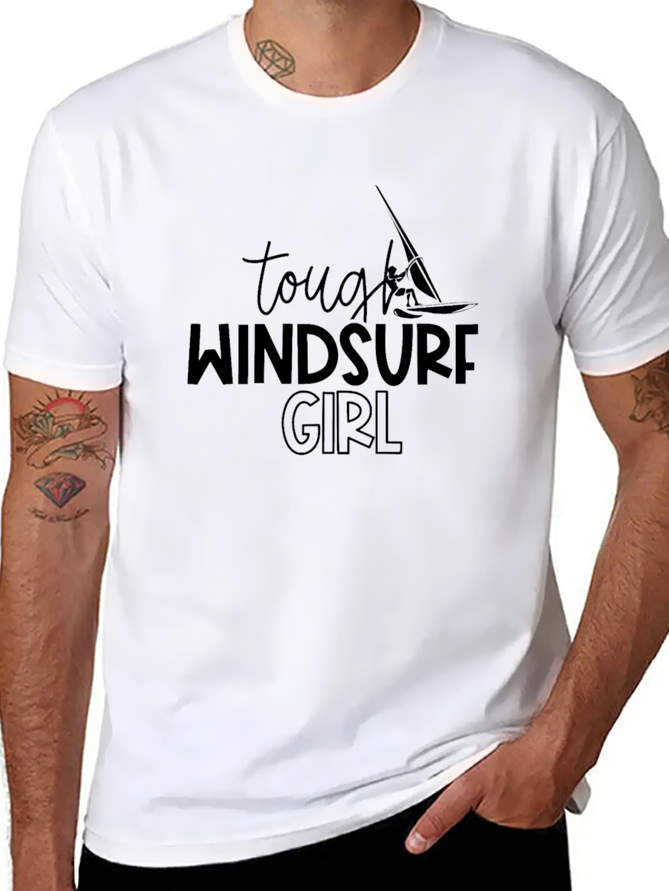 Windsurfer Girl Surfer Girl Classic Crew Neck Graphic Tee – Everyday Minimal Look