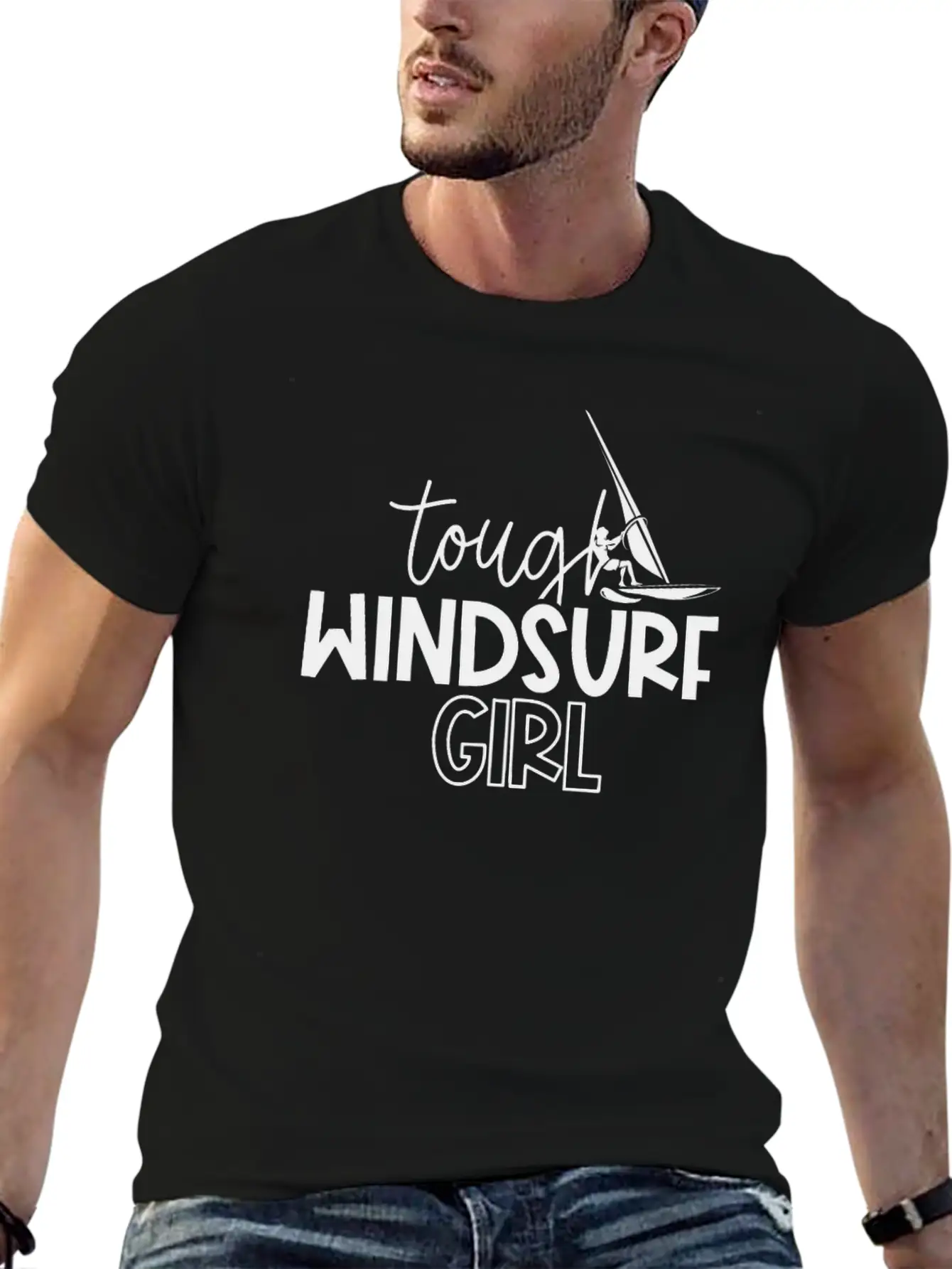 Windsurfer Girl Surfer Girl Classic Crew Neck Graphic Tee – Everyday Minimal Look