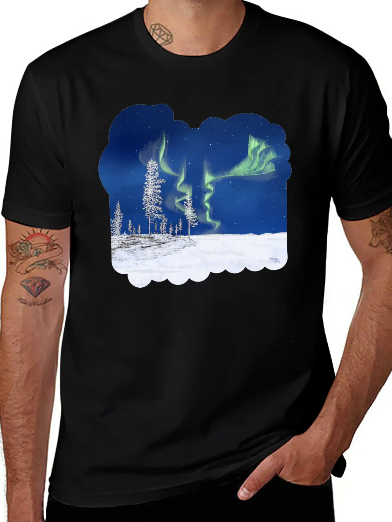 Winter Aurora Borealis Stylish Everyday T-Shirt – Unisex Basic Cotton Tee