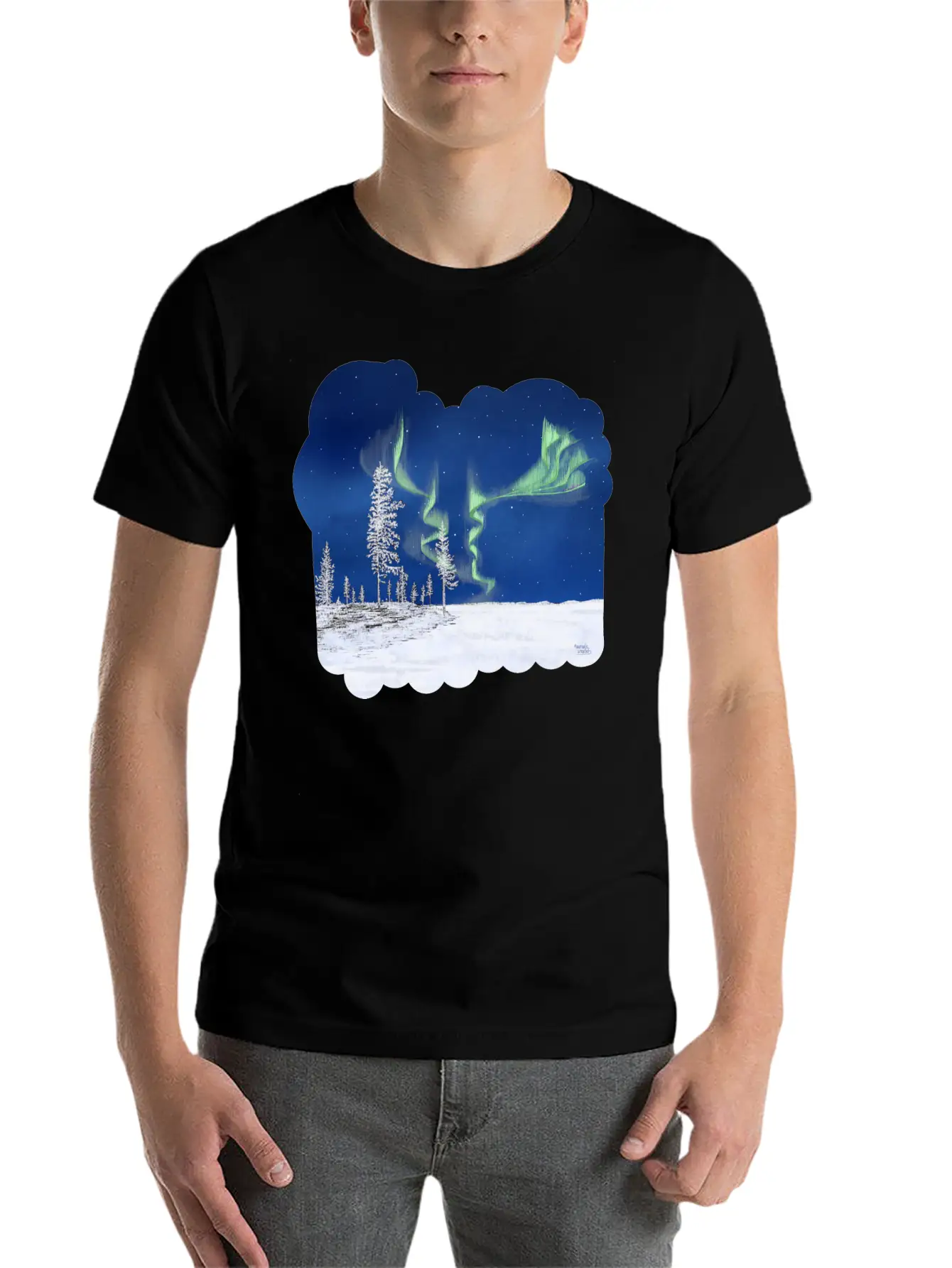 Winter Aurora Borealis Stylish Everyday T-Shirt – Unisex Basic Cotton Tee