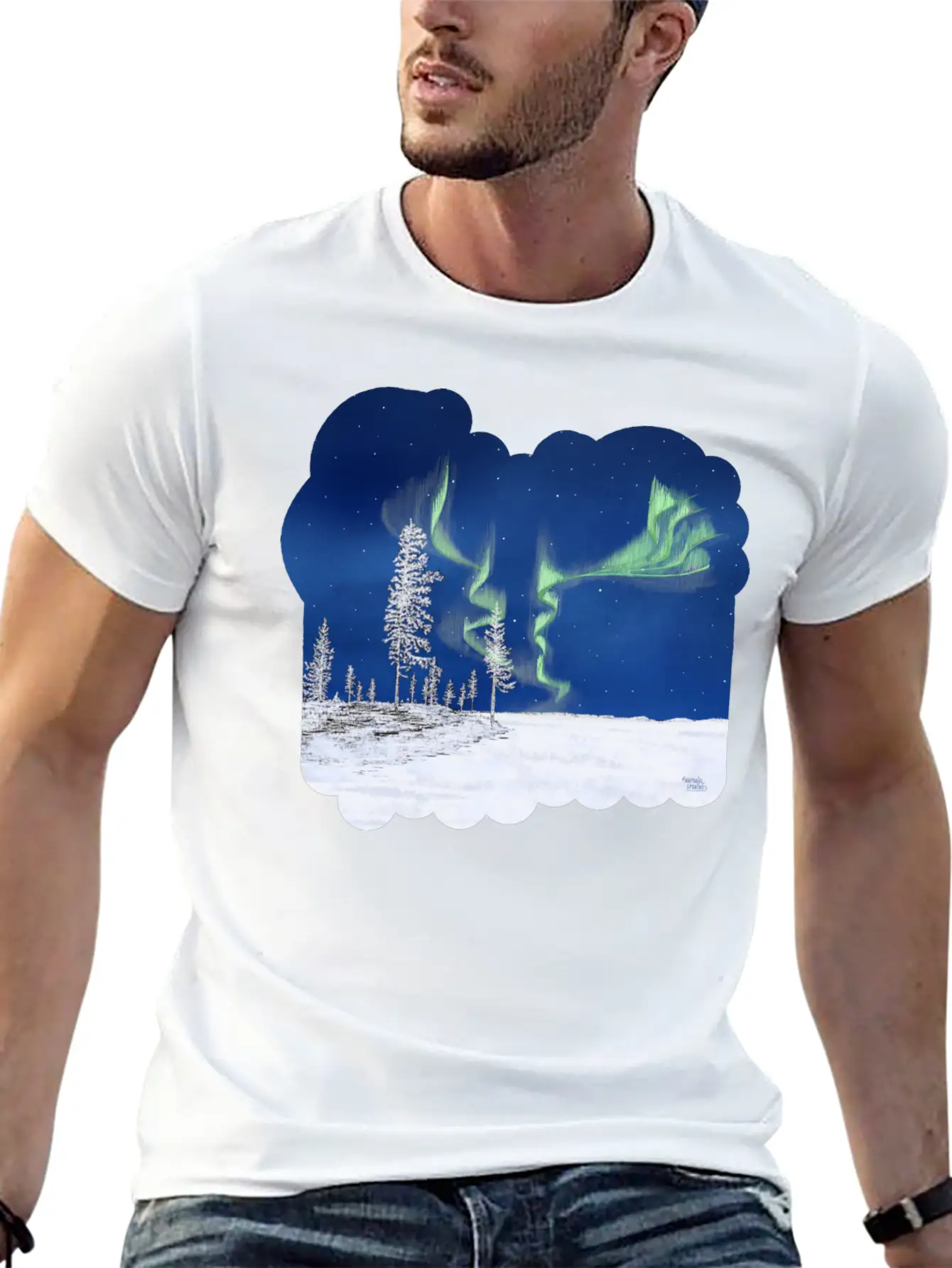 Winter Aurora Borealis Stylish Everyday T-Shirt – Unisex Basic Cotton Tee