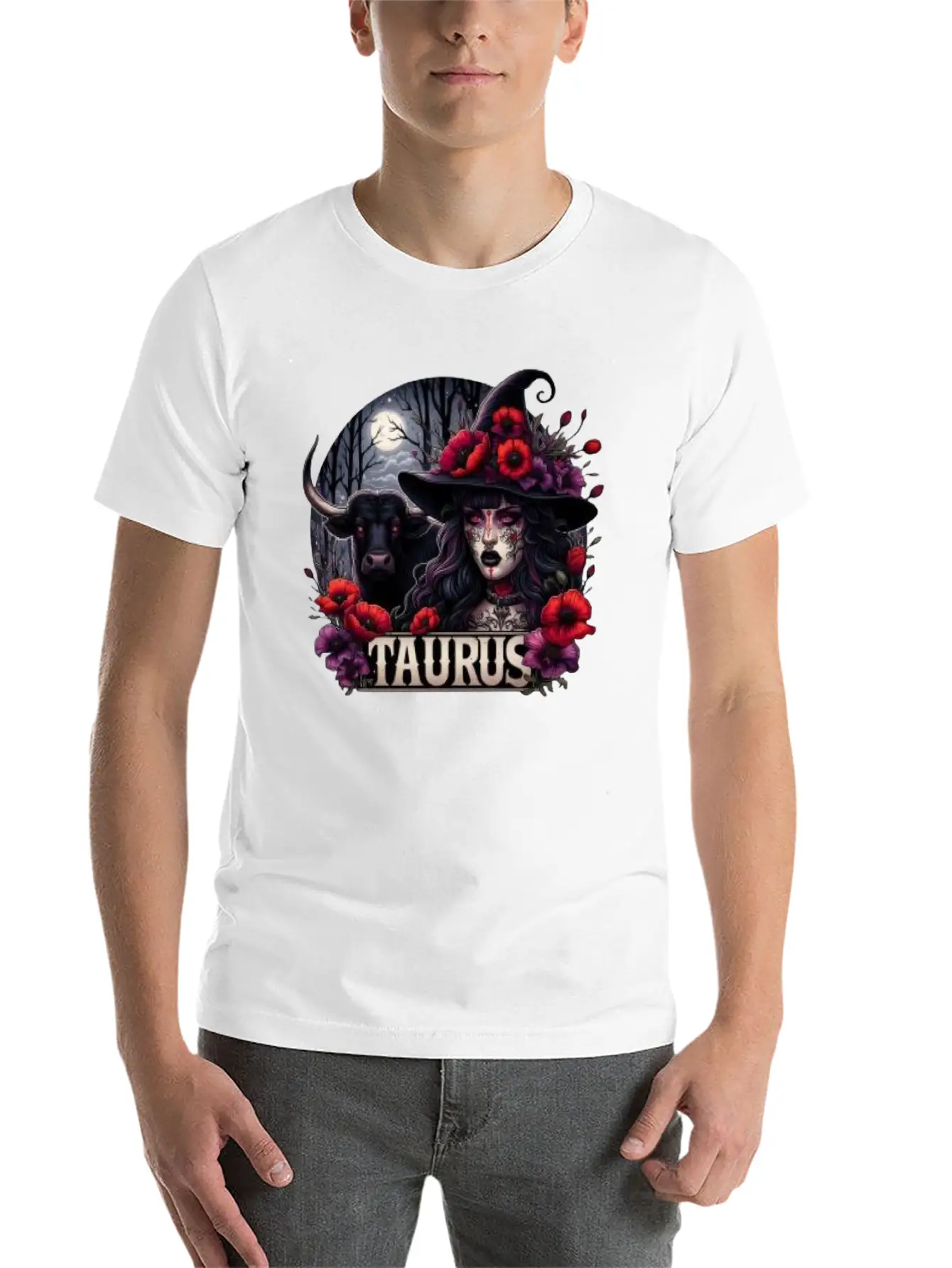 Witchy Zodiac Taurus Basic Graphic T-Shirt – Daily Comfort In Soft Cotton