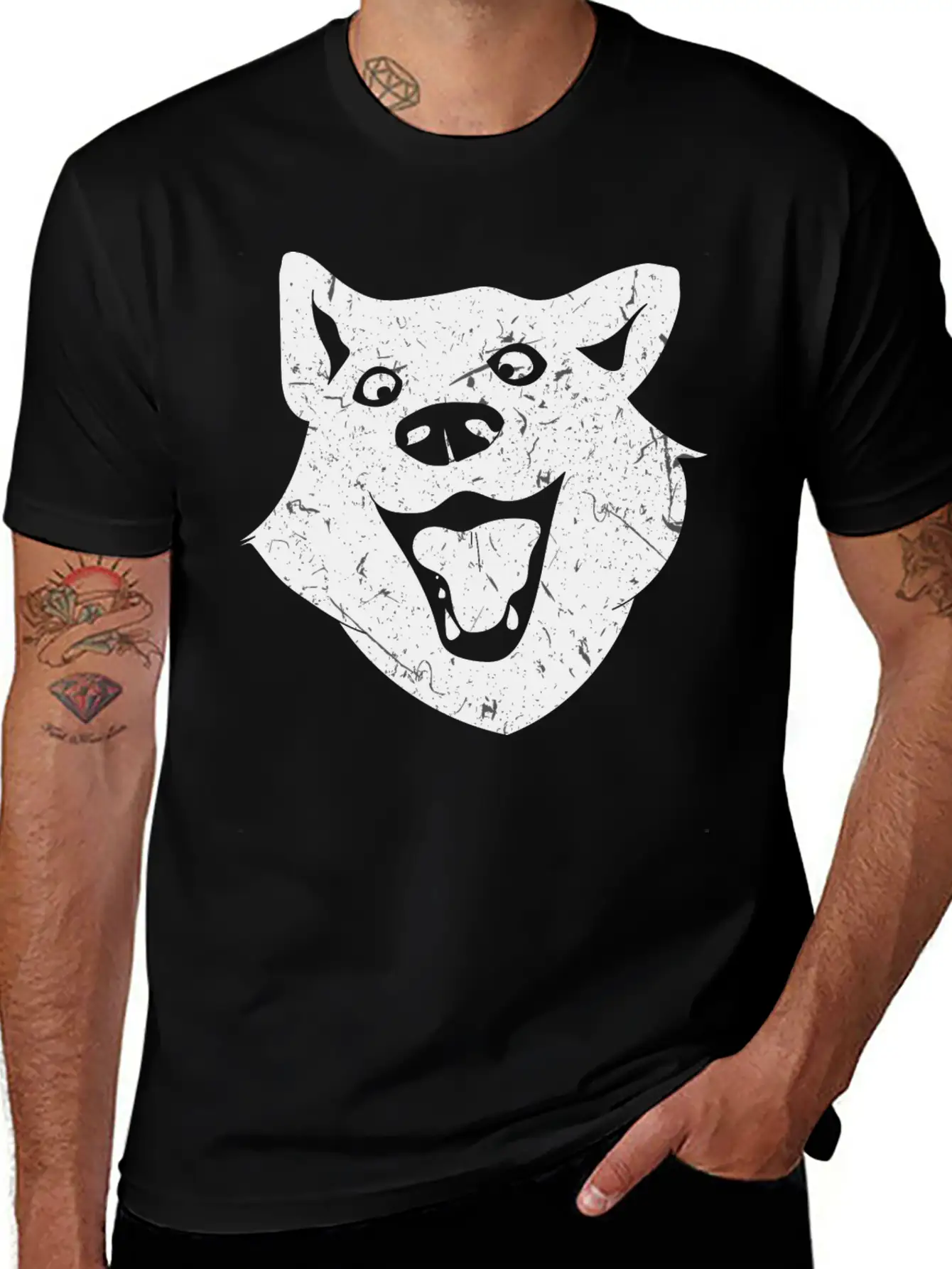 Wolf Dog Head Design Stylish Everyday T-Shirt – Unisex Basic Cotton Tee