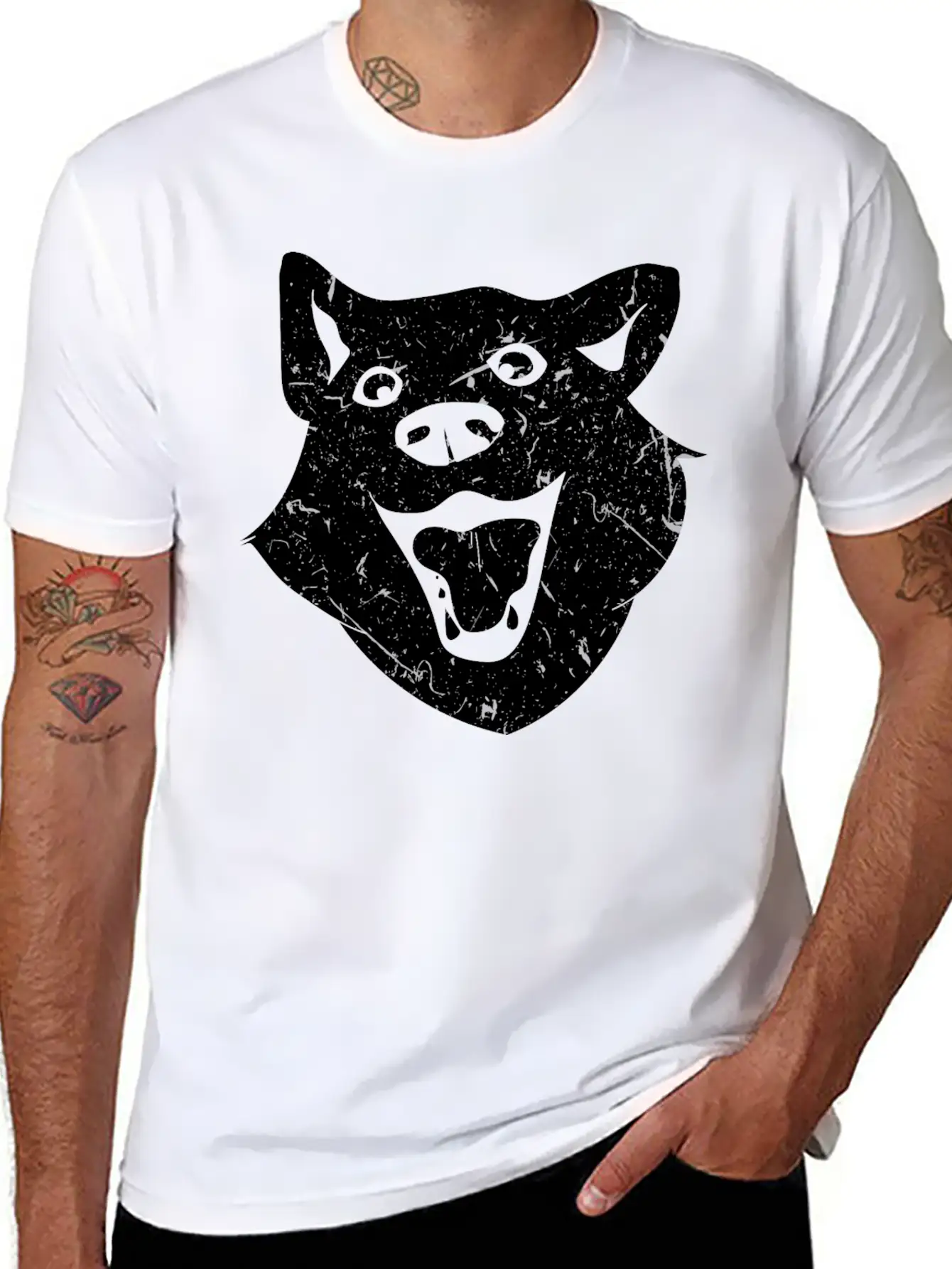 Wolf Dog Head Design Stylish Everyday T-Shirt – Unisex Basic Cotton Tee