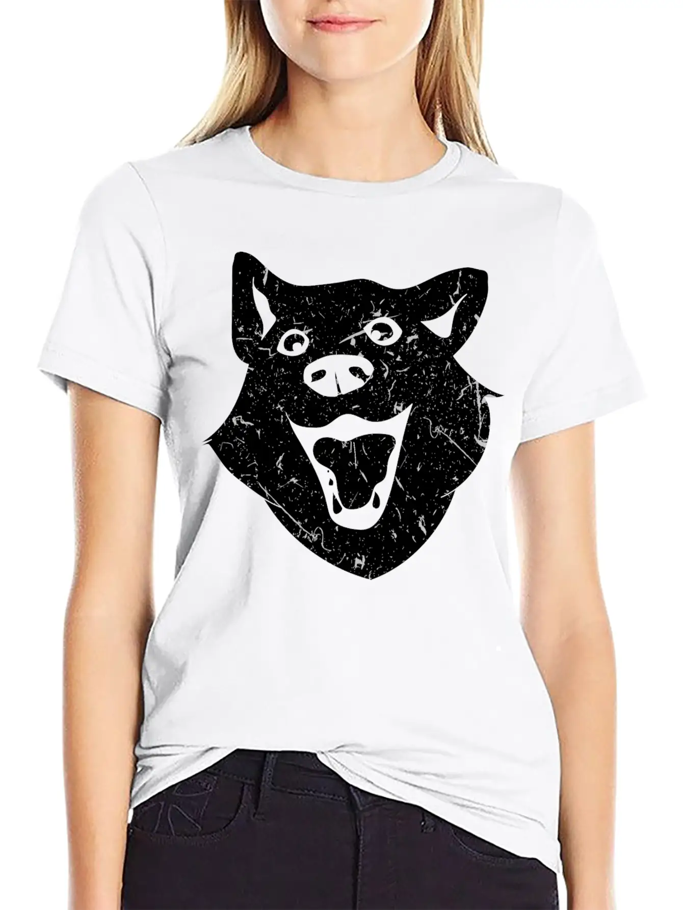 Wolf Dog Head Design Stylish Everyday T-Shirt – Unisex Basic Cotton Tee