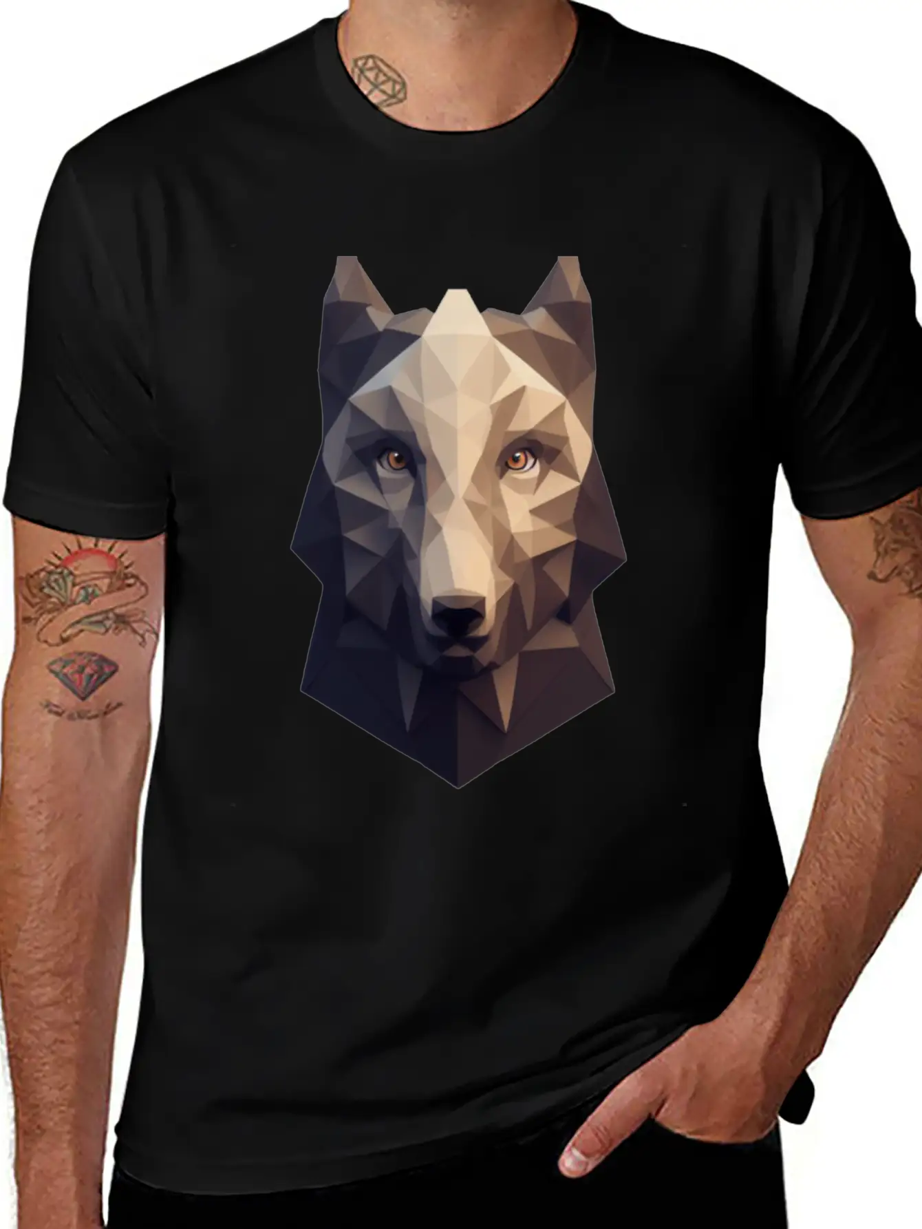 Wolf Head Polygon Geometric Wolves Basic Graphic T-Shirt – Daily Comfort In Soft Cotton