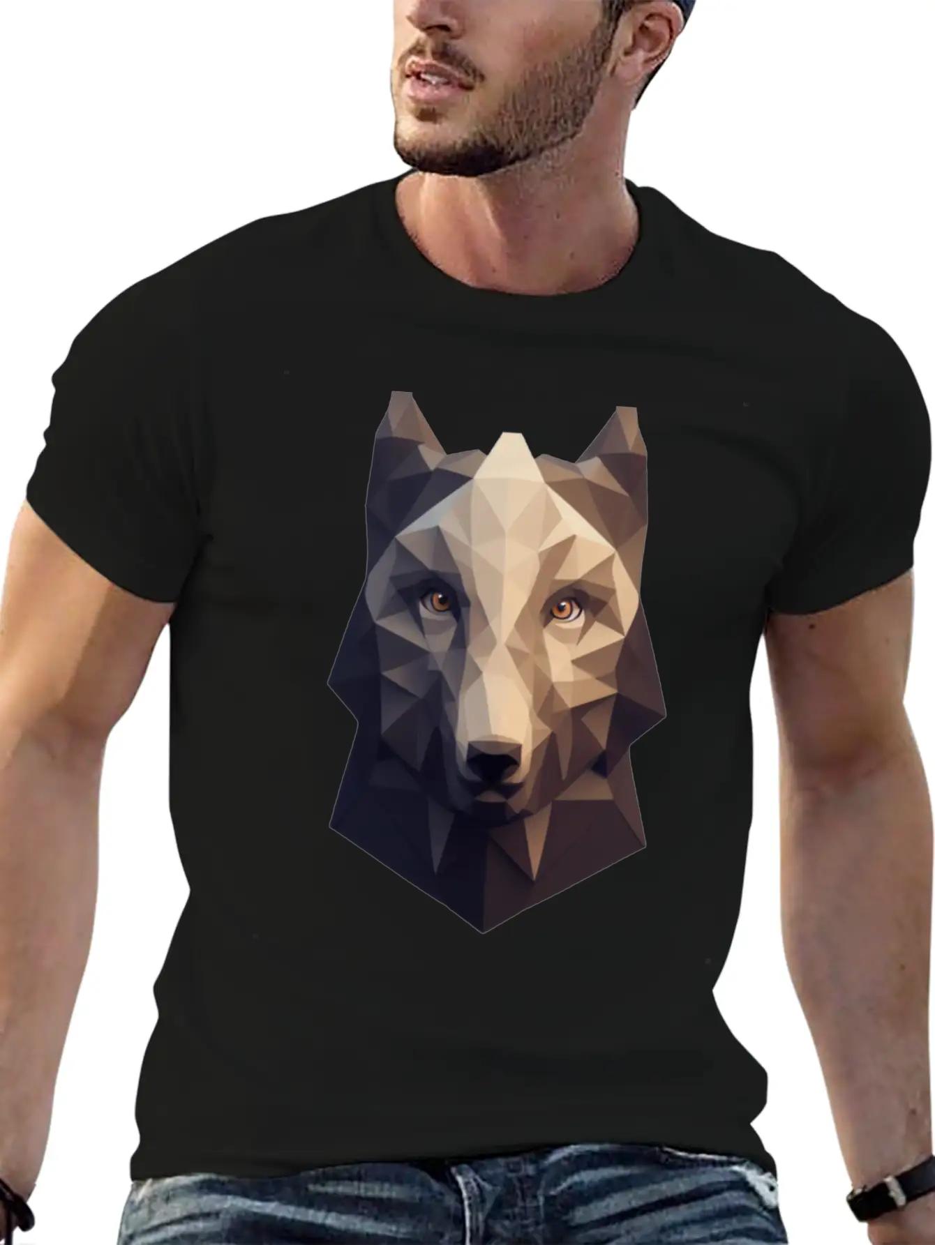 Wolf Head Polygon Geometric Wolves Basic Graphic T-Shirt – Daily Comfort In Soft Cotton