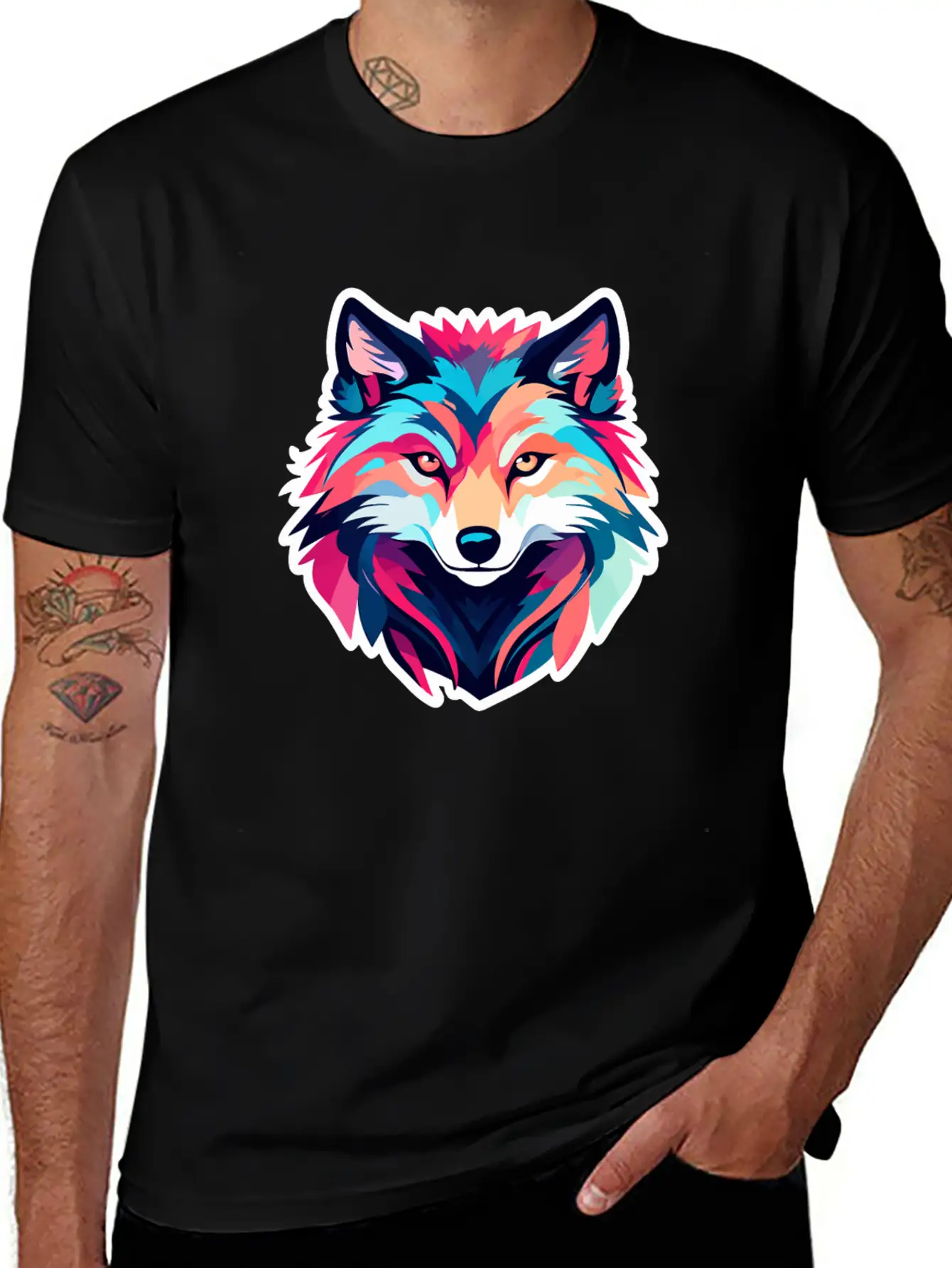 Wolf Illustration Basic Graphic T-Shirt – Daily Comfort In Soft Cotton