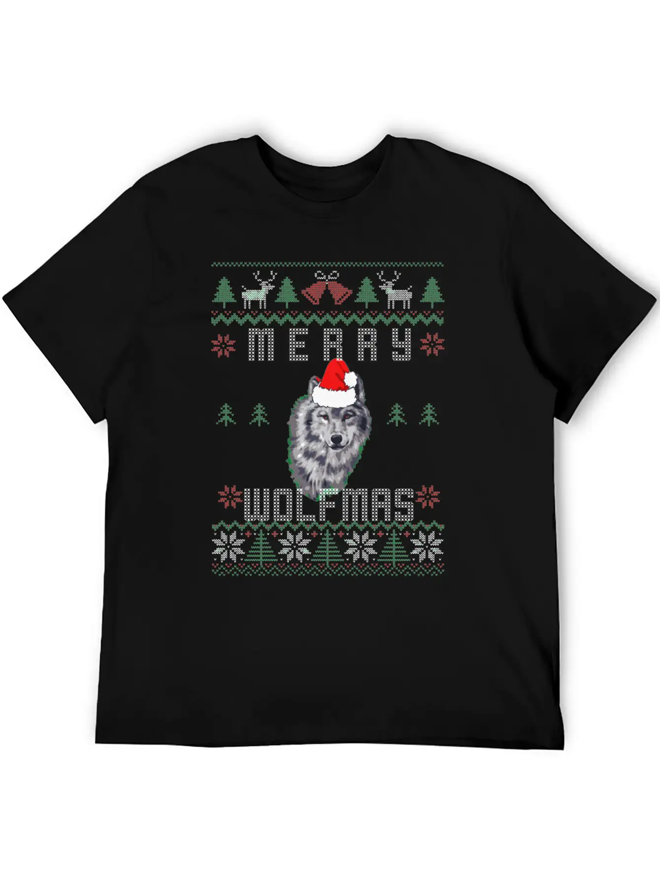 Wolf Merry Wolfmas Christmas Wolf Relaxed Everyday Tee – Lightweight And Durable Cotton