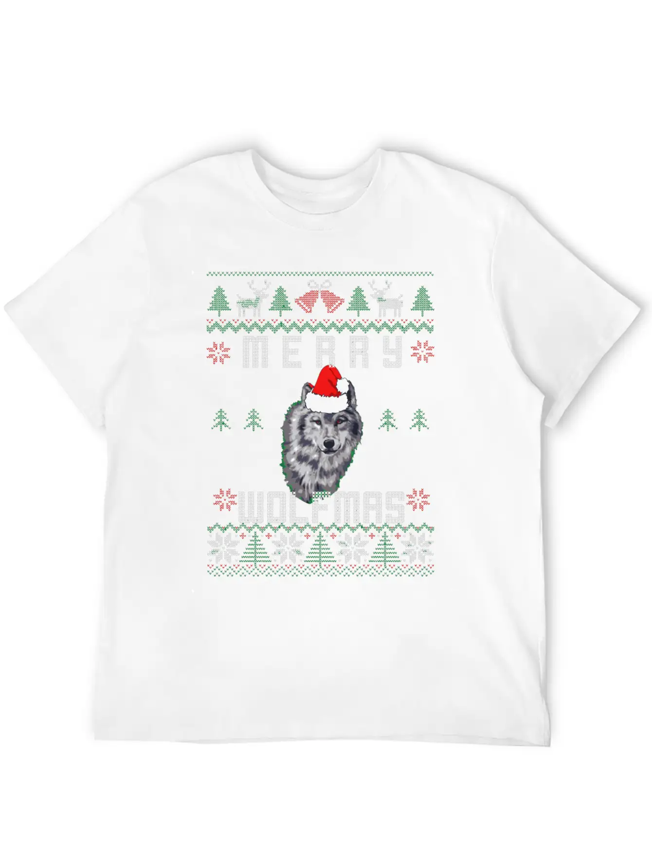 Wolf Merry Wolfmas Christmas Wolf Relaxed Everyday Tee – Lightweight And Durable Cotton